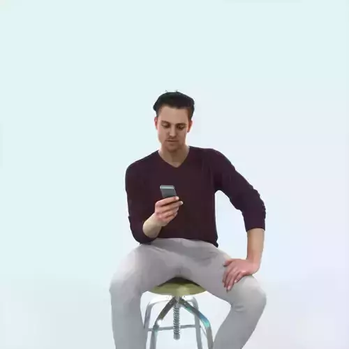 Virtue 03H Cell Phone Sitting Casual Man Low-poly 3D model