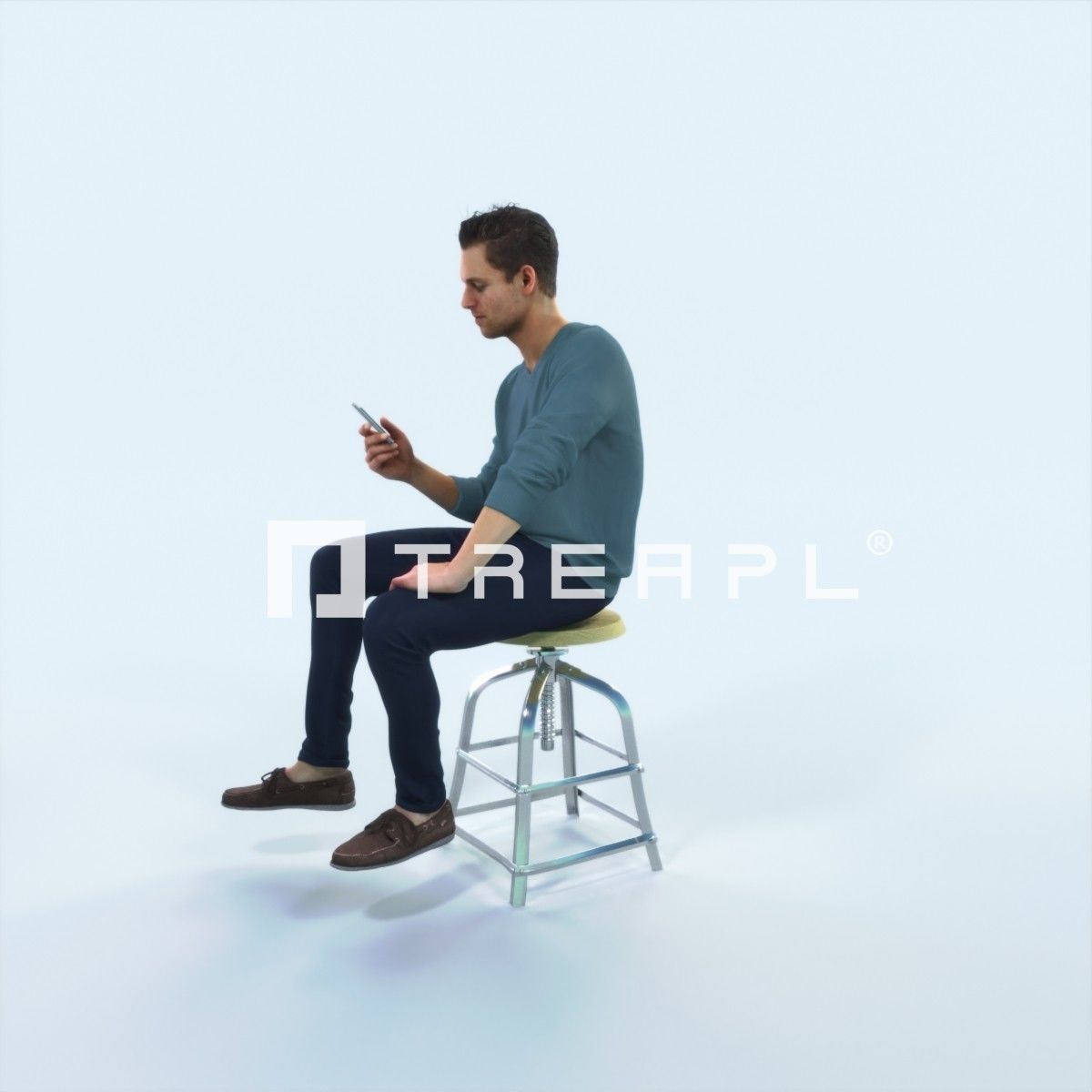 Virtue 03F Cell Phone Sitting Casual Man Low-poly 3D model_5