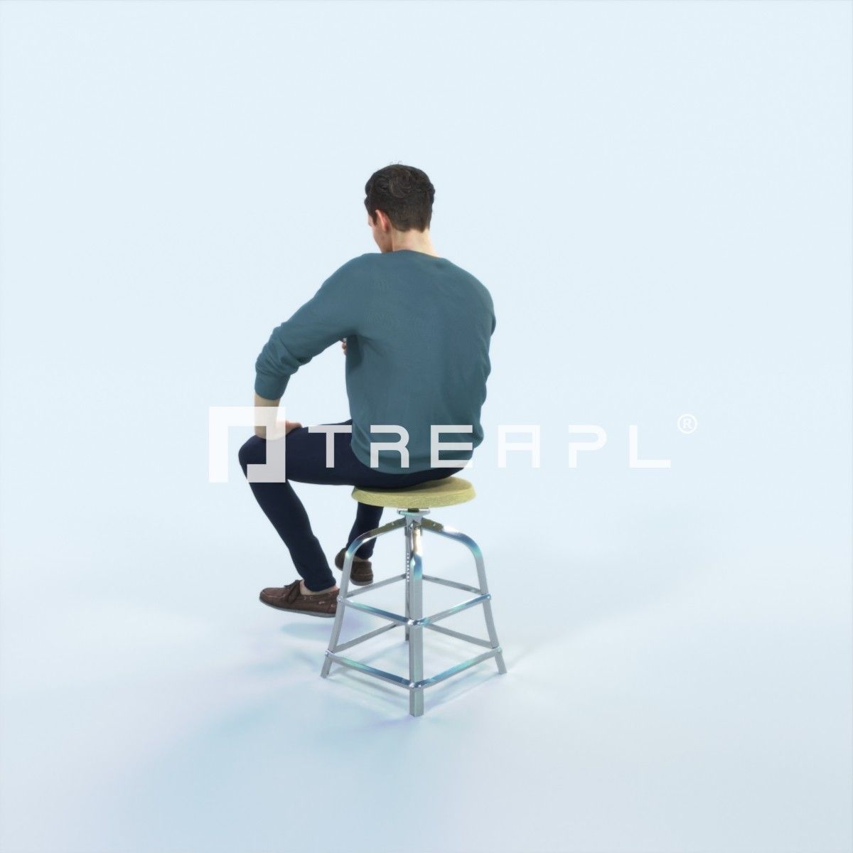 Virtue 03F Cell Phone Sitting Casual Man Low-poly 3D model_4