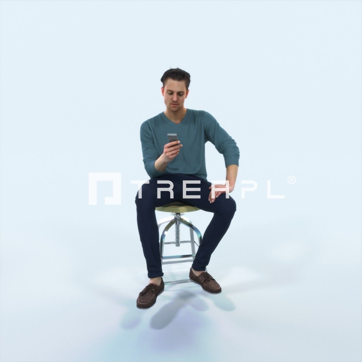 Virtue 03F Cell Phone Sitting Casual Man Low-poly 3D model_1