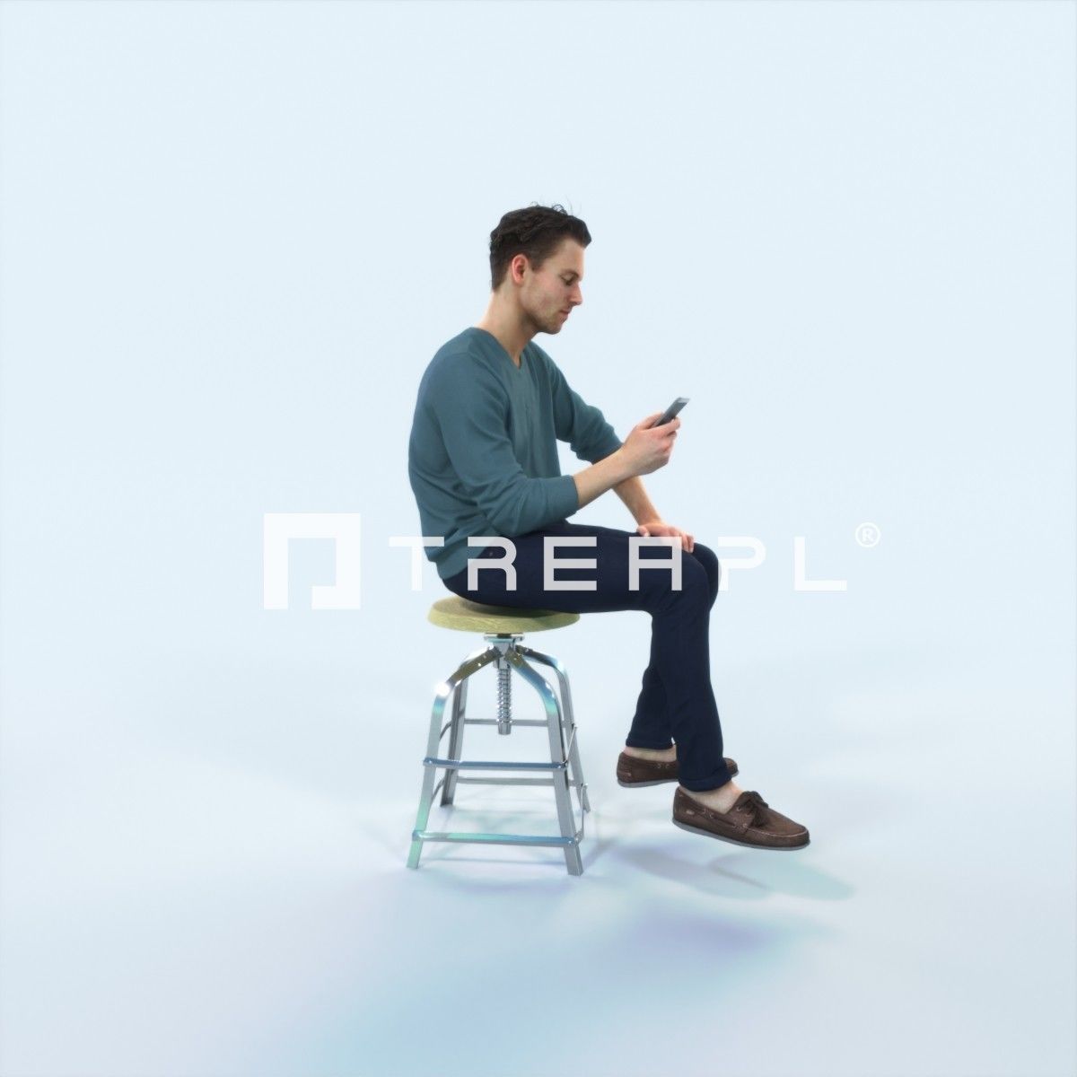 Virtue 03F Cell Phone Sitting Casual Man Low-poly 3D model_2