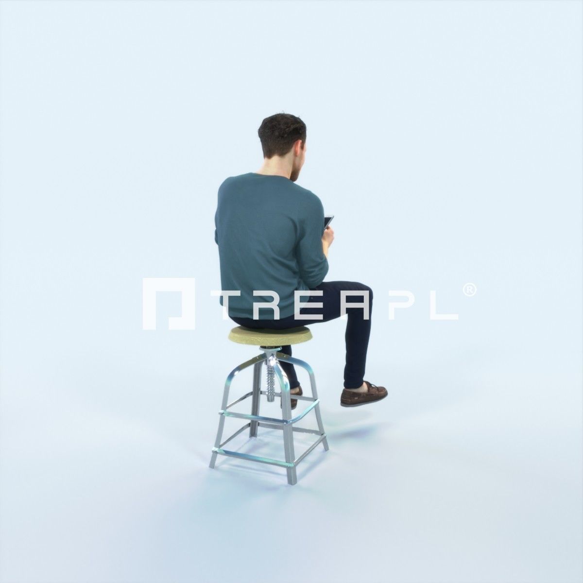 Virtue 03F Cell Phone Sitting Casual Man Low-poly 3D model_3