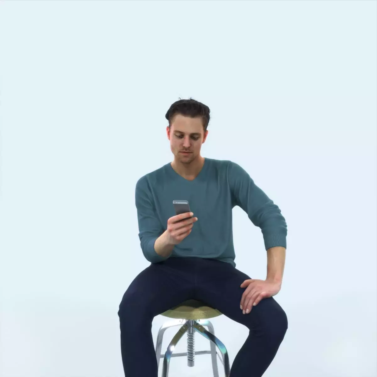 Virtue 03F Cell Phone Sitting Casual Man Low-poly 3D model_0