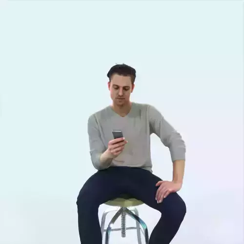 Virtue 03E Cell Phone Sitting Casual Man Low-poly 3D model