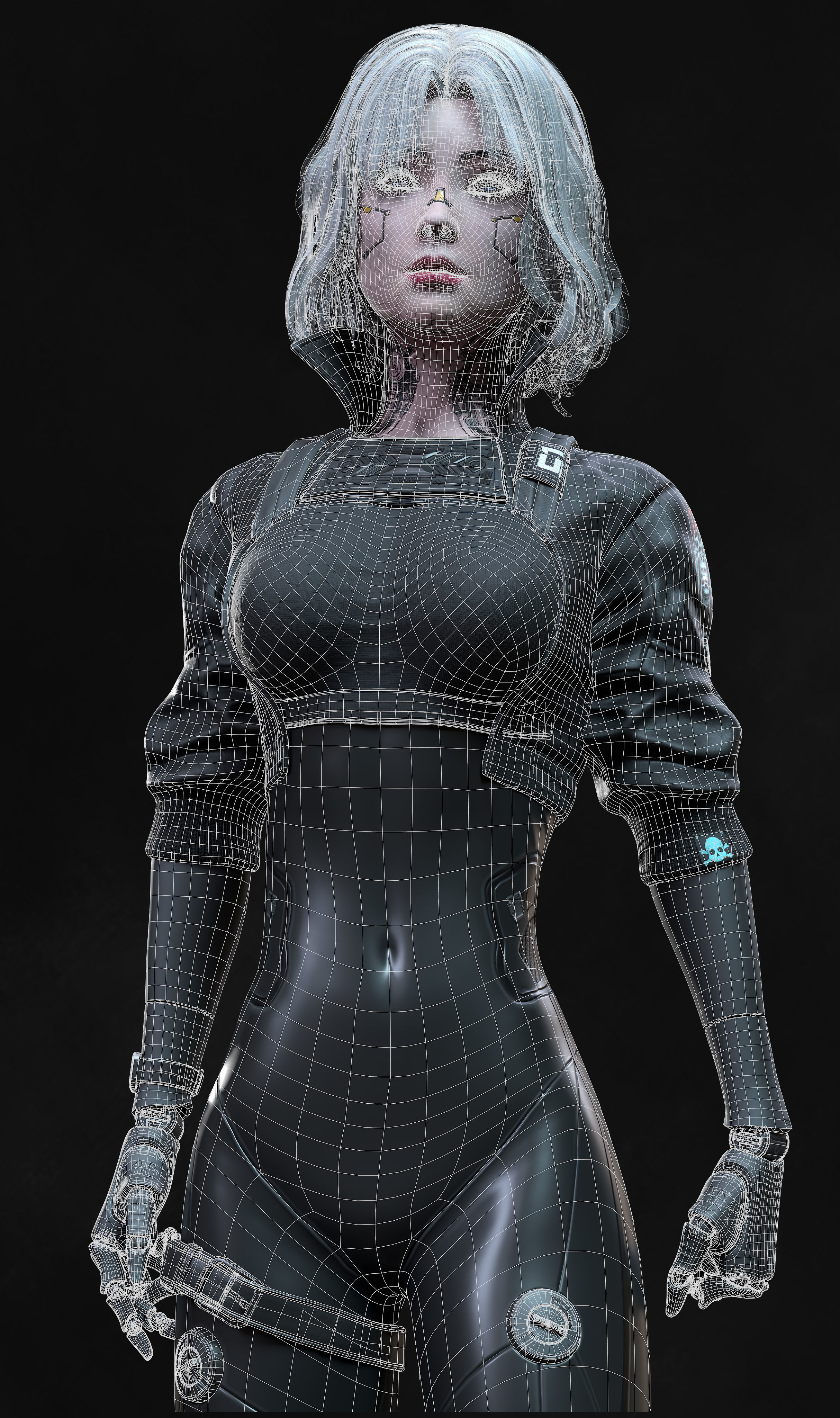 Cyberpunk Girl 3 - Game - Ready   Low-poly 3D model_4