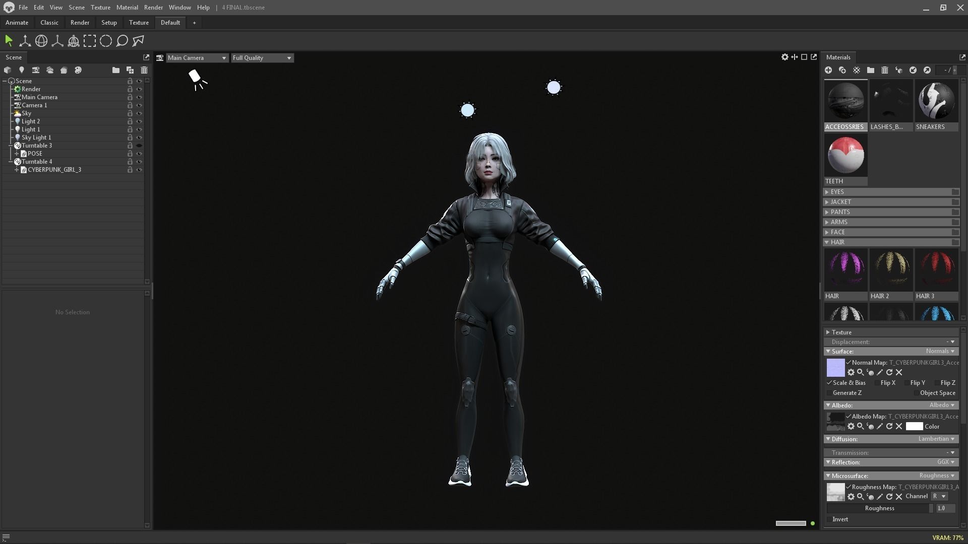 Cyberpunk Girl 3 - Game - Ready   Low-poly 3D model_13