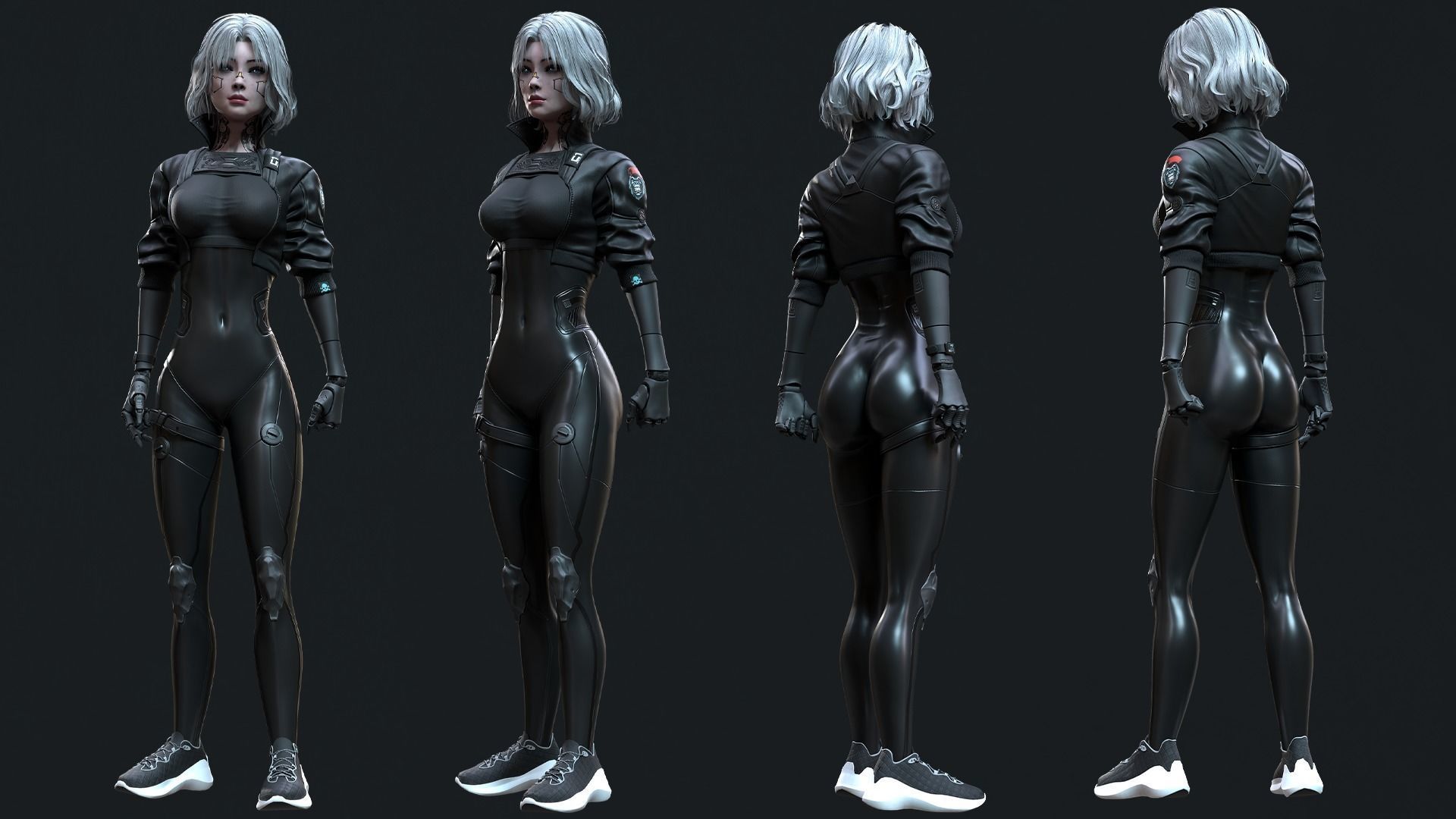 Cyberpunk Girl 3 - Game - Ready   Low-poly 3D model_10