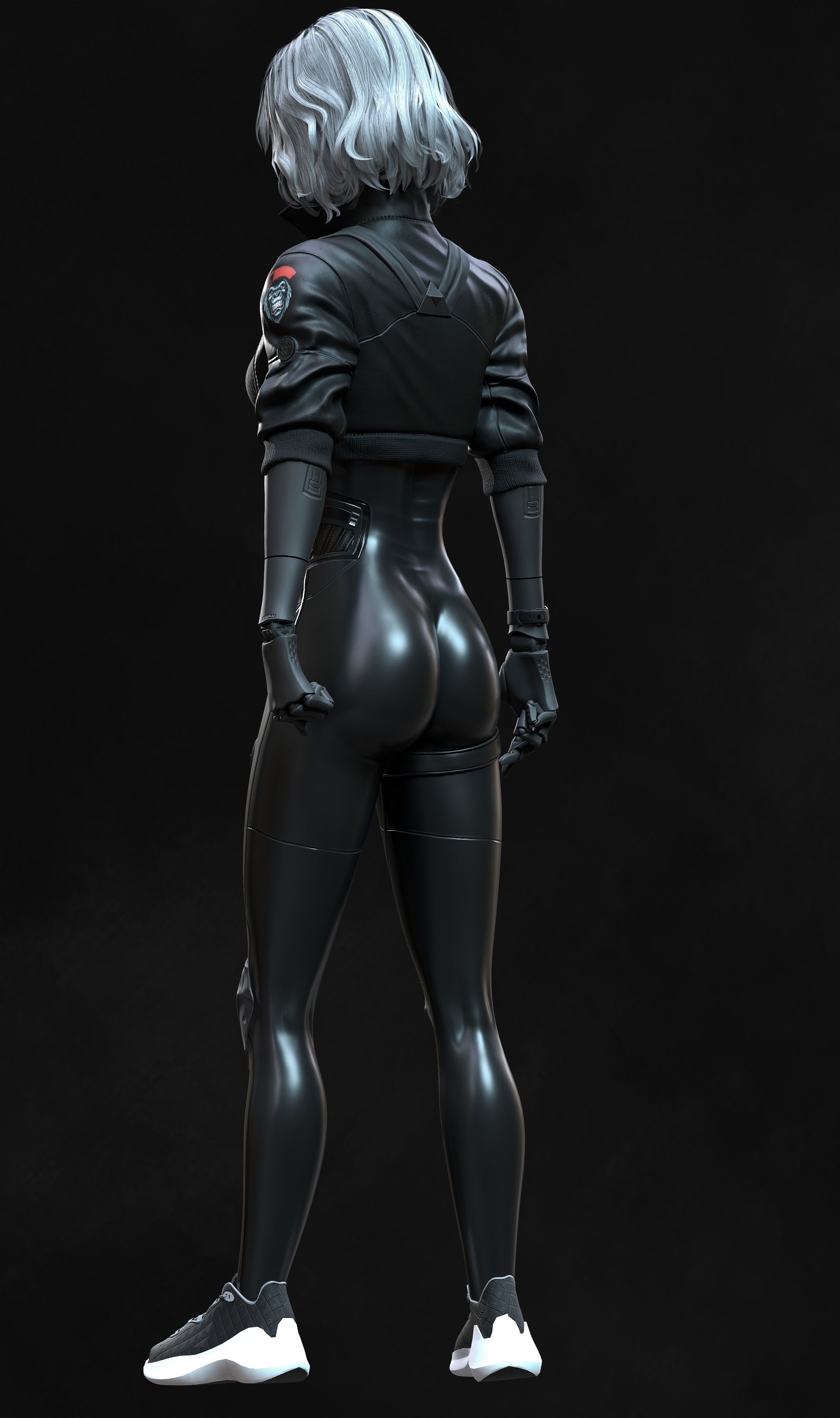 Cyberpunk Girl 3 - Game - Ready   Low-poly 3D model_8