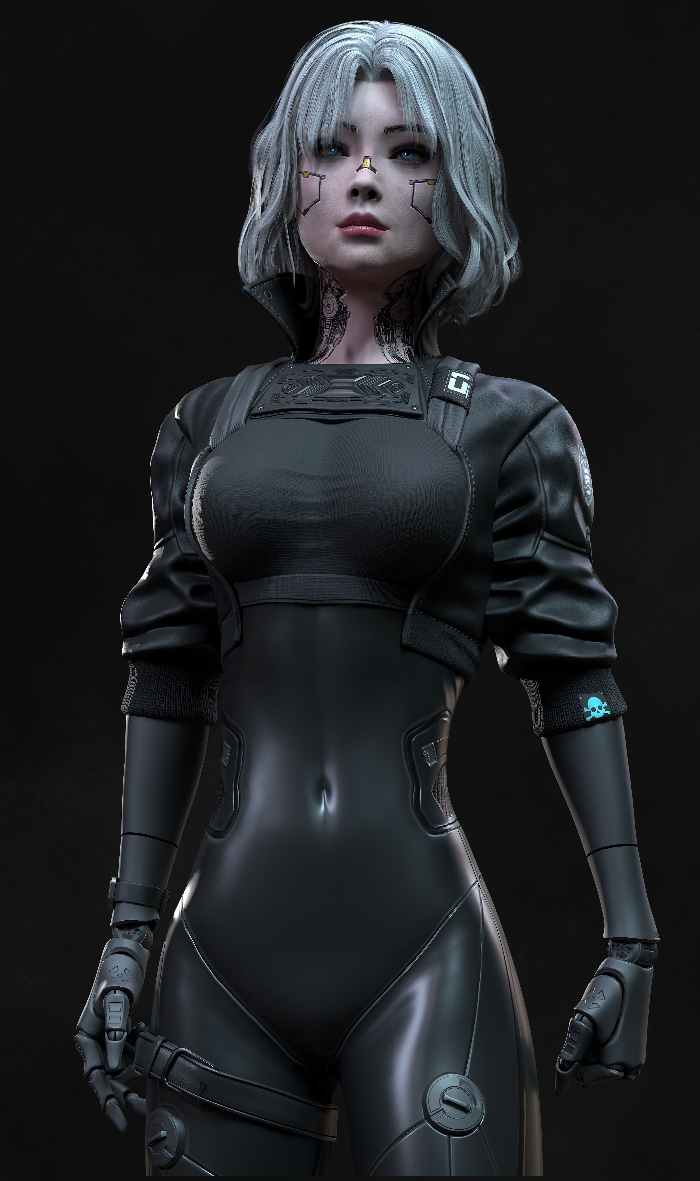 Cyberpunk Girl 3 - Game - Ready   Low-poly 3D model_3