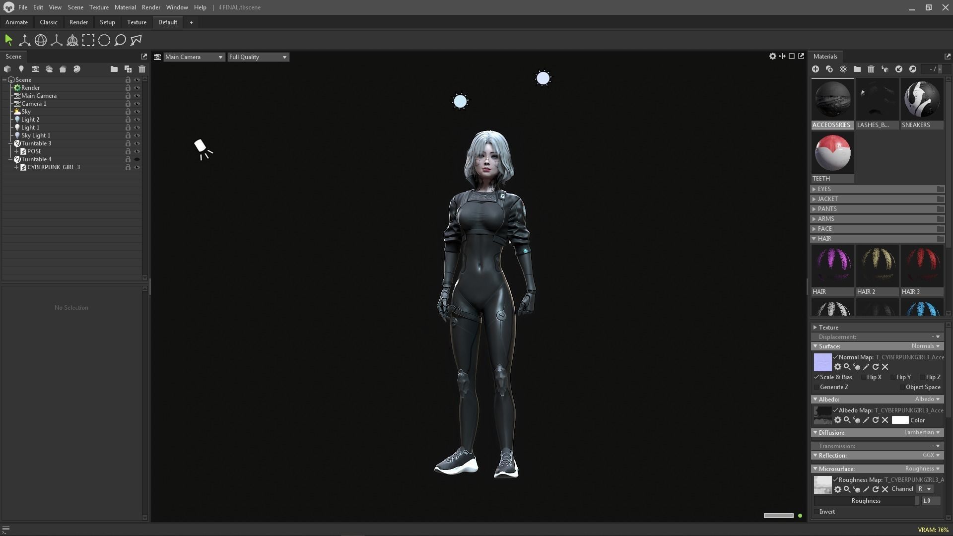 Cyberpunk Girl 3 - Game - Ready   Low-poly 3D model_14