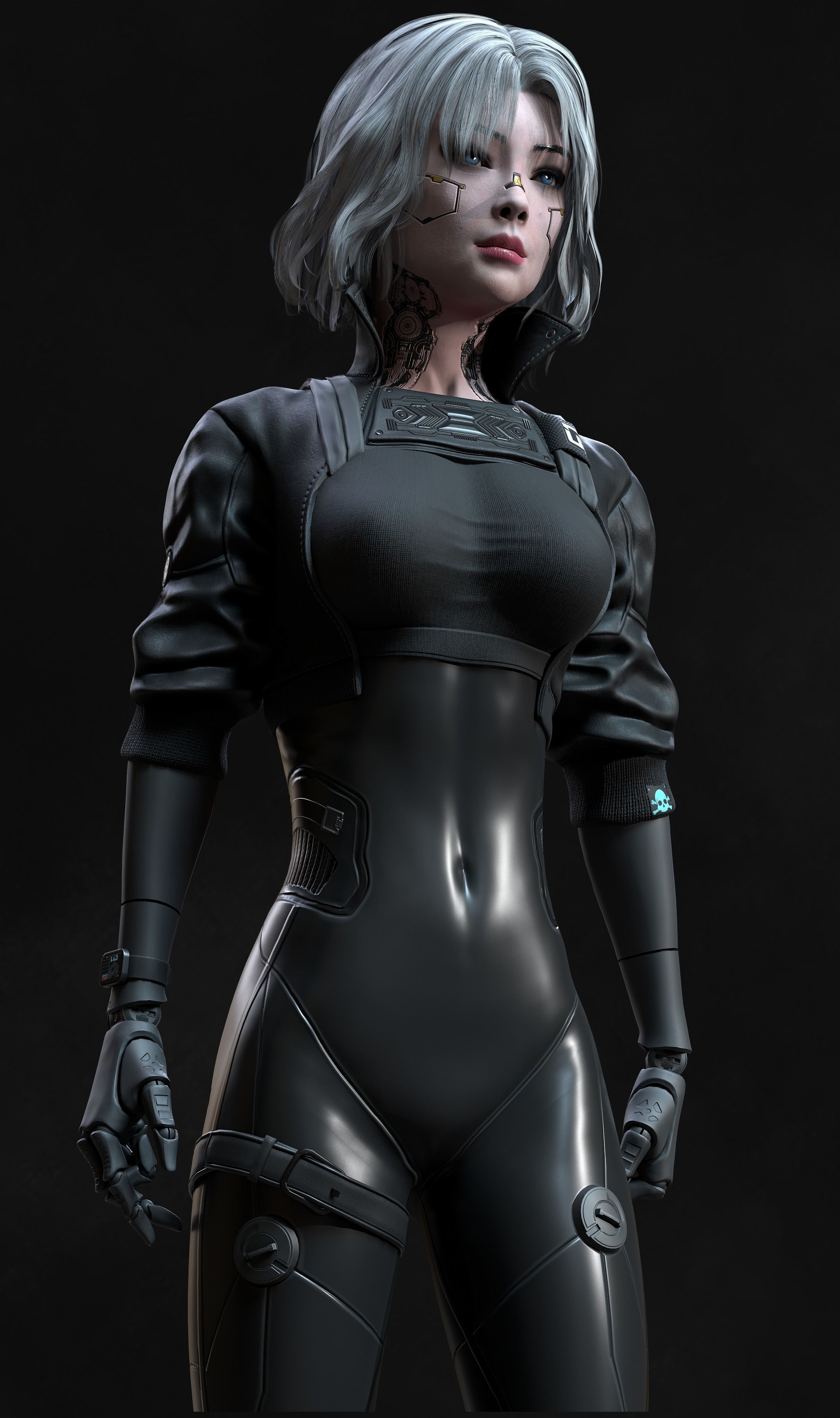 Cyberpunk Girl 3 - Game - Ready   Low-poly 3D model_5