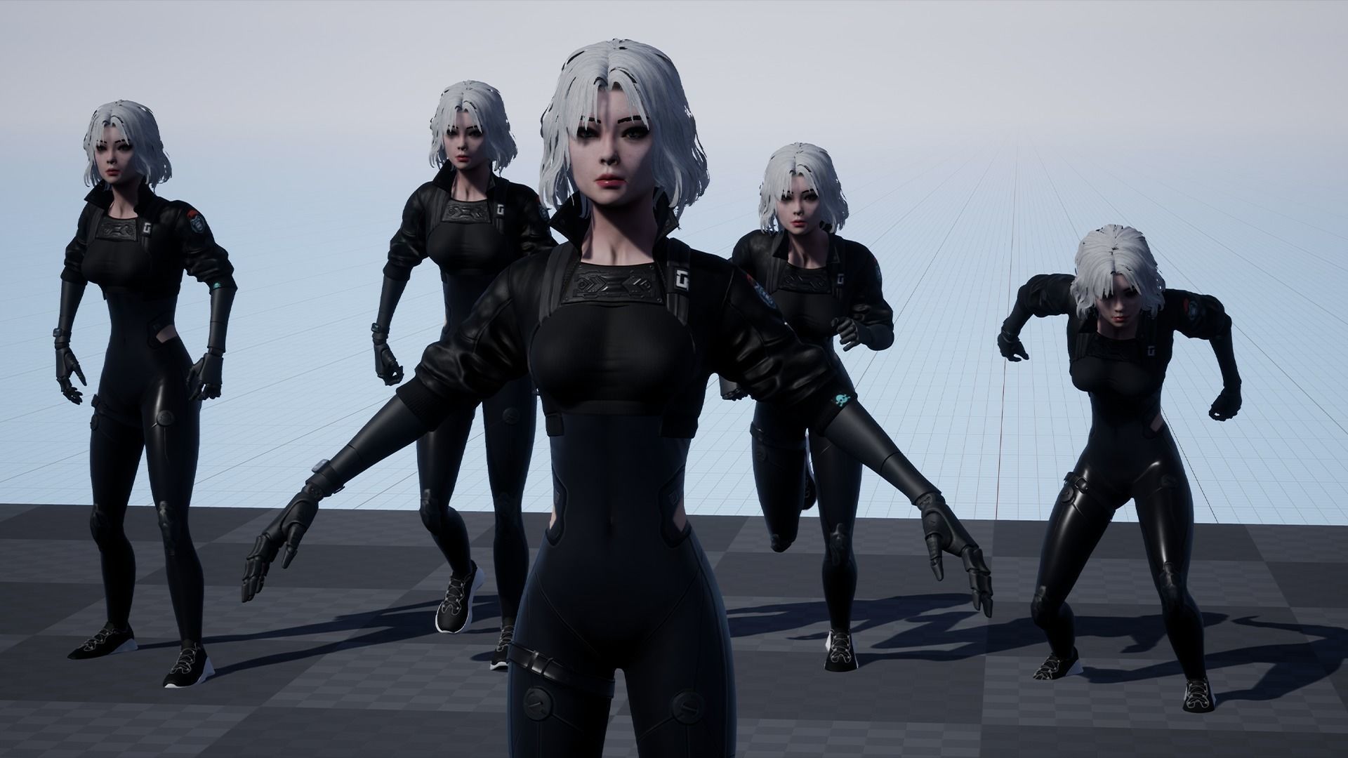 Cyberpunk Girl 3 - Game - Ready   Low-poly 3D model_17