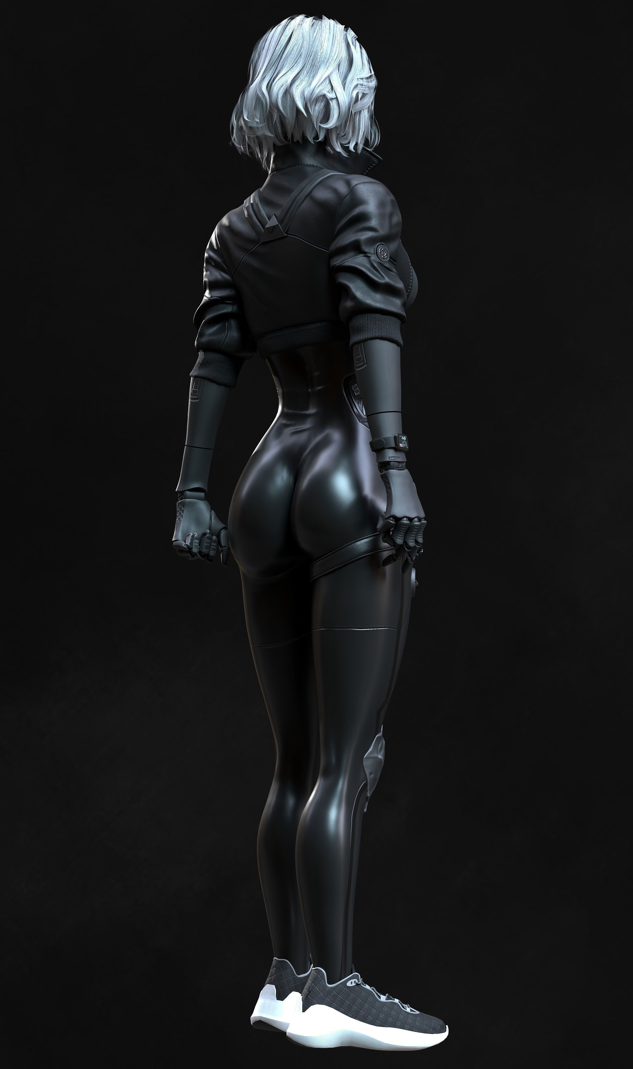 Cyberpunk Girl 3 - Game - Ready   Low-poly 3D model_7