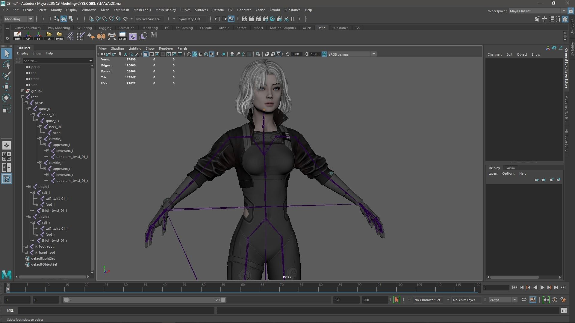Cyberpunk Girl 3 - Game - Ready   Low-poly 3D model_16