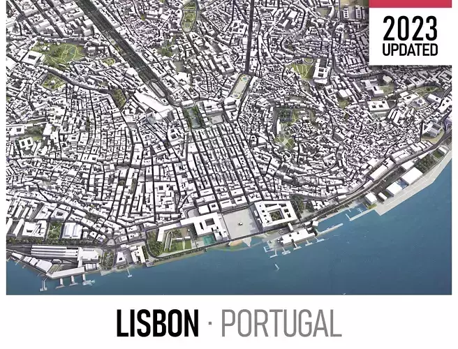 Lisbon - 3D City Model Low-poly 3D model