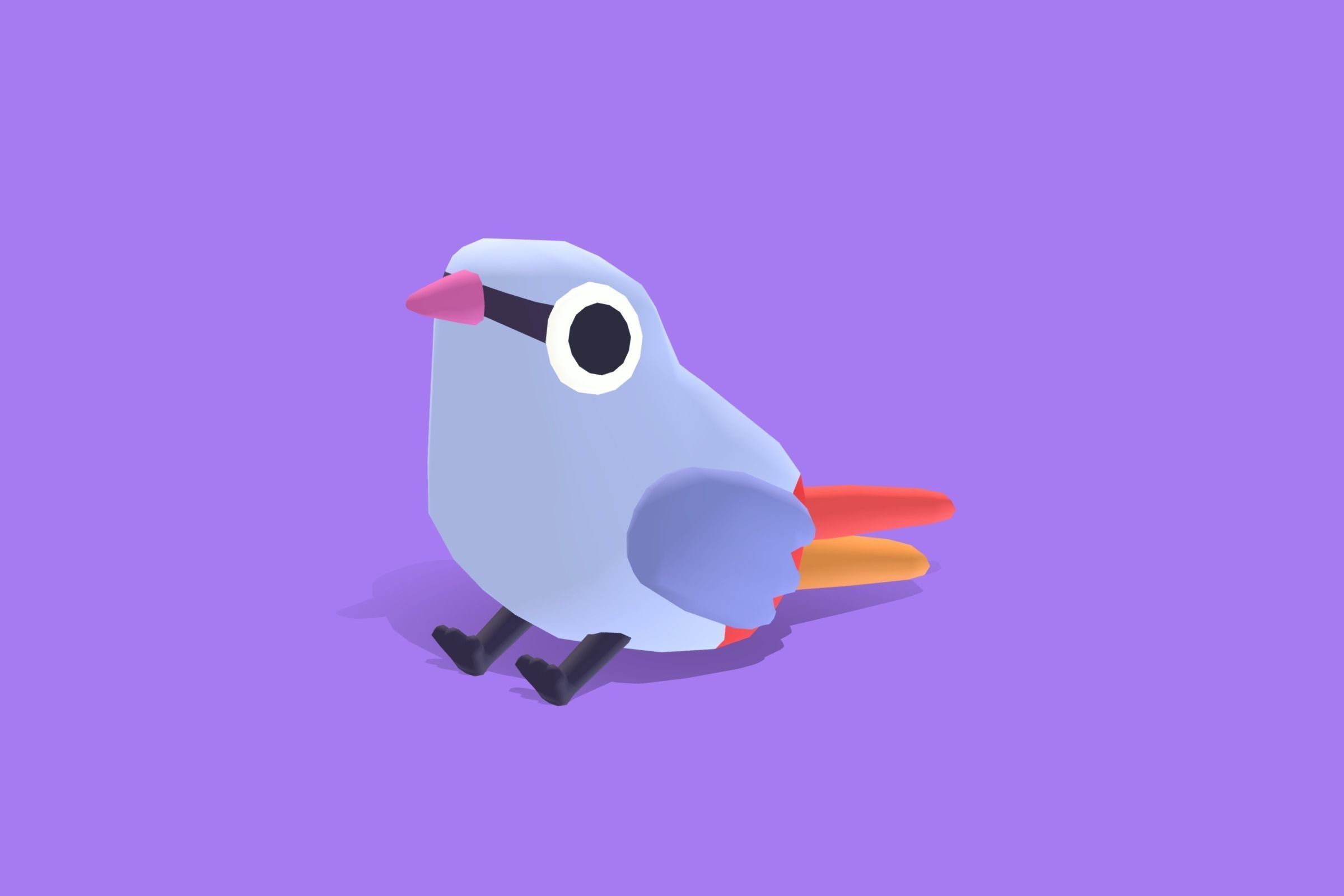 Quirky Series - Lavender Waxbill Low-poly 3D model_8