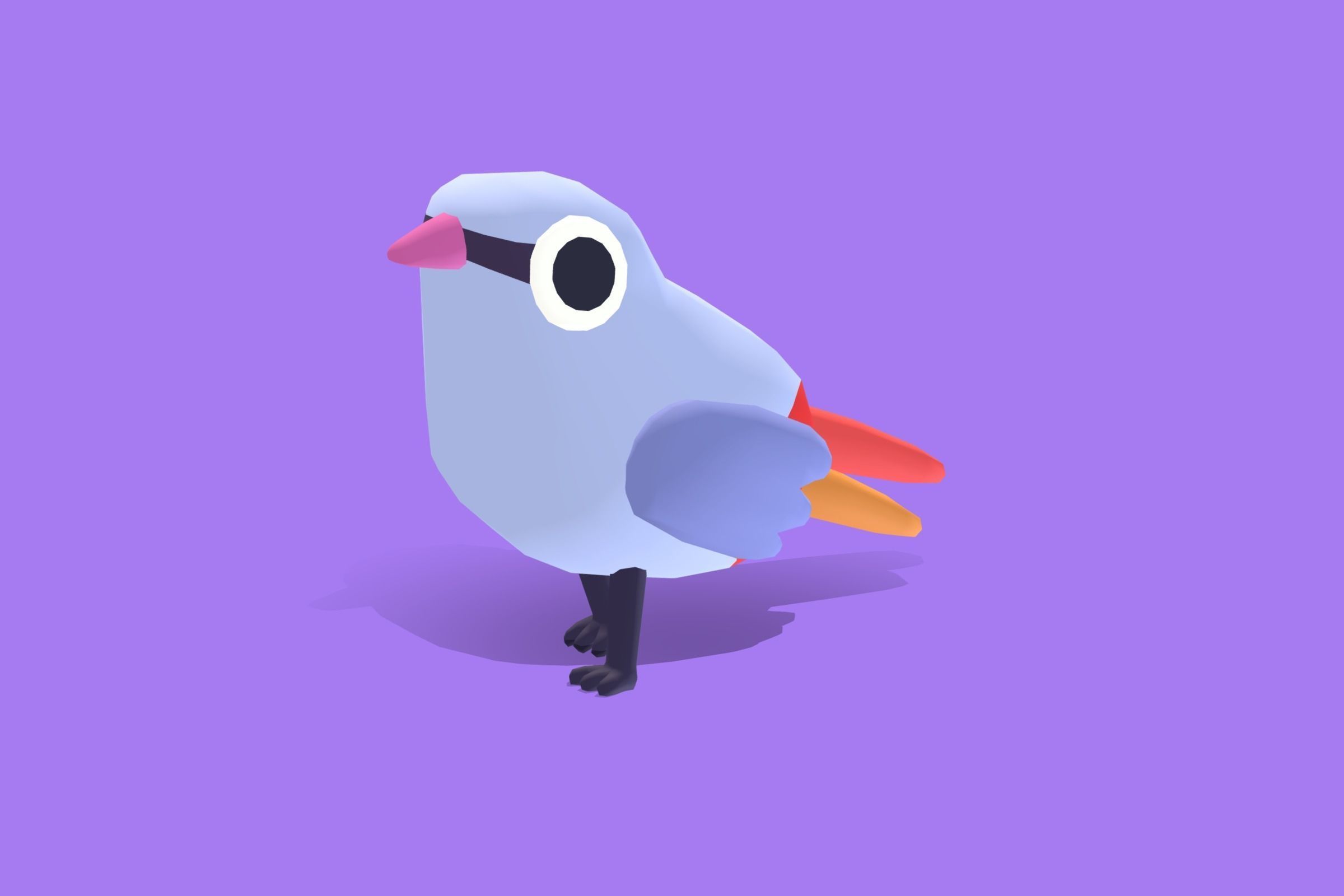 Quirky Series - Lavender Waxbill Low-poly 3D model_7