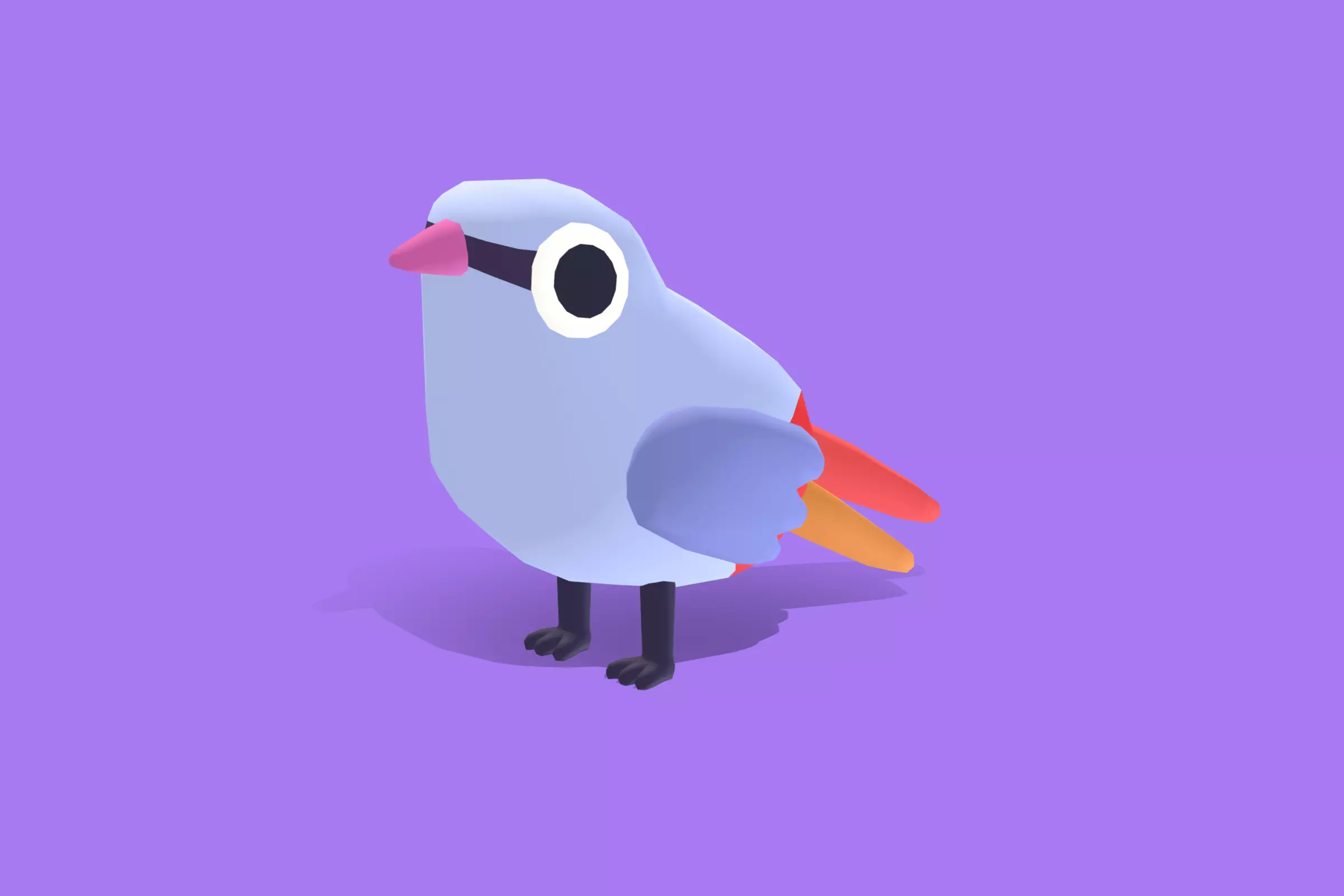 Quirky Series - Lavender Waxbill Low-poly 3D model_0