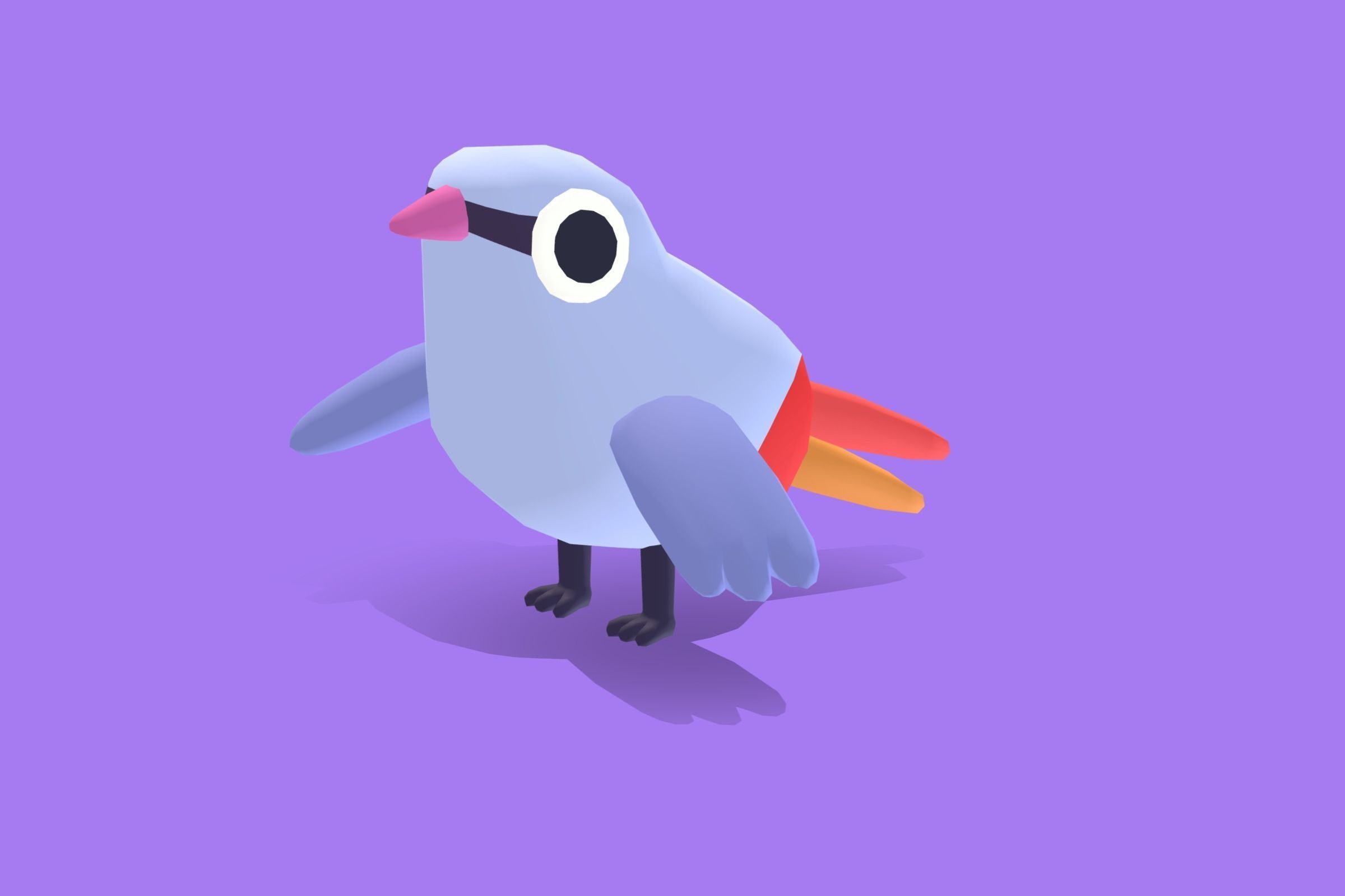 Quirky Series - Lavender Waxbill Low-poly 3D model_4