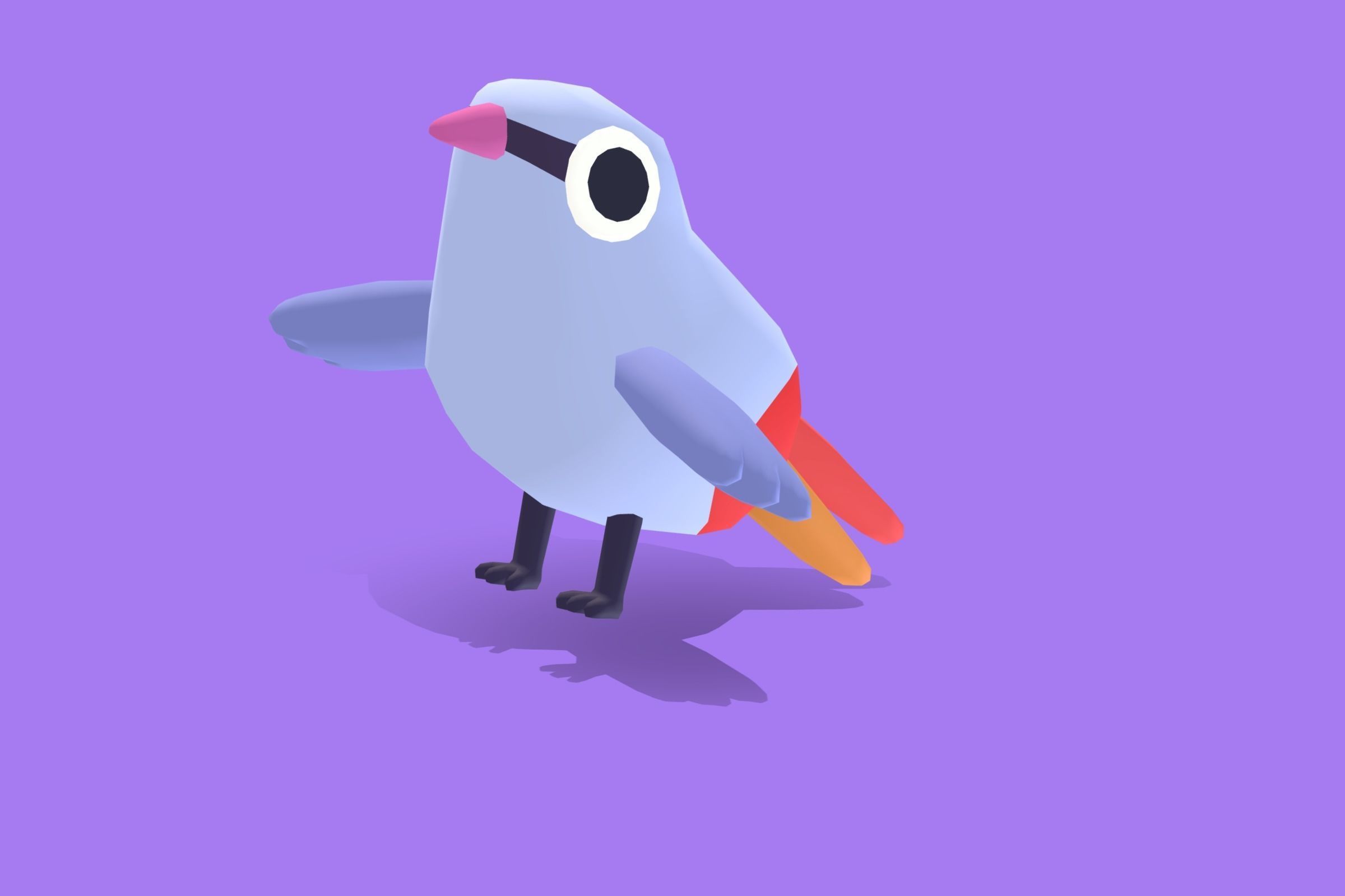 Quirky Series - Lavender Waxbill Low-poly 3D model_5