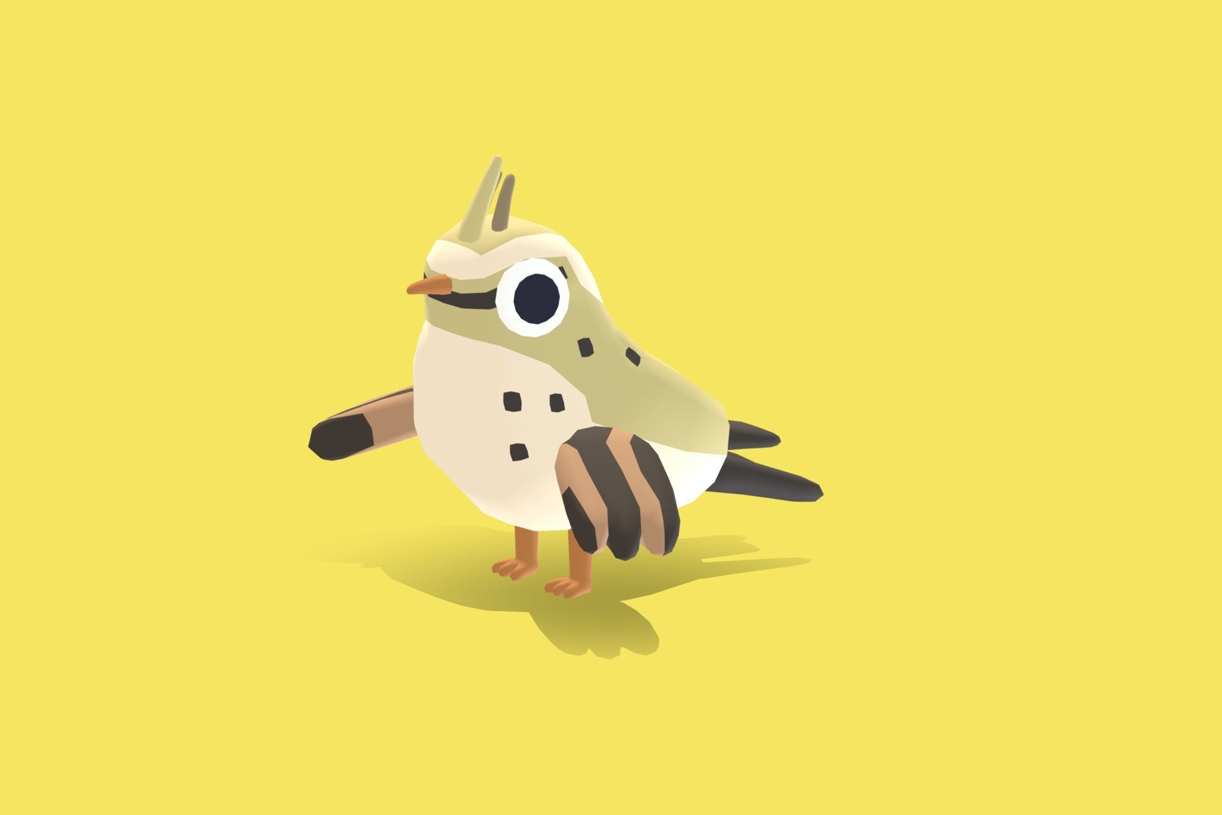 Quirky Series - Maghreb Lark Low-poly 3D model_3