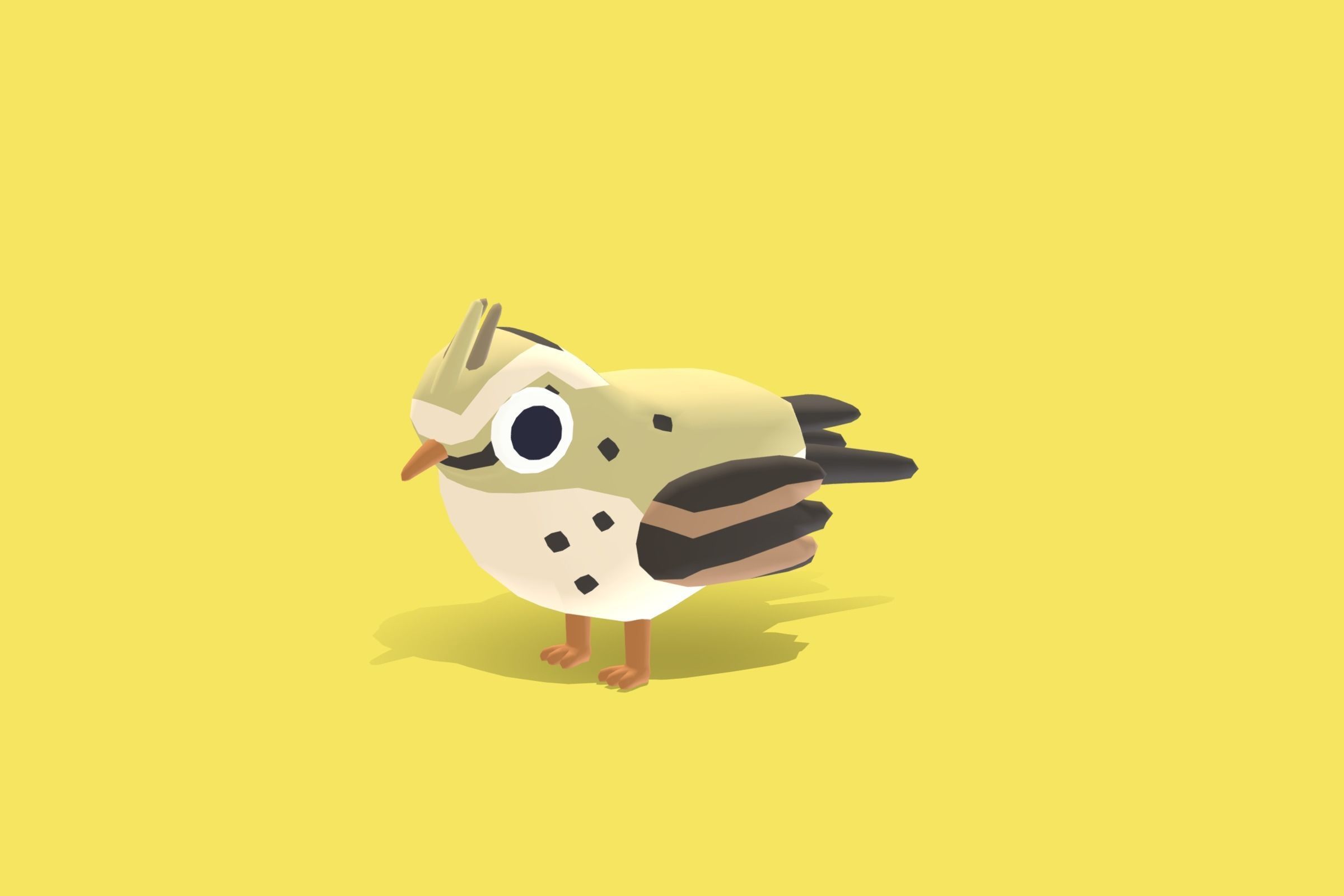 Quirky Series - Maghreb Lark Low-poly 3D model_4