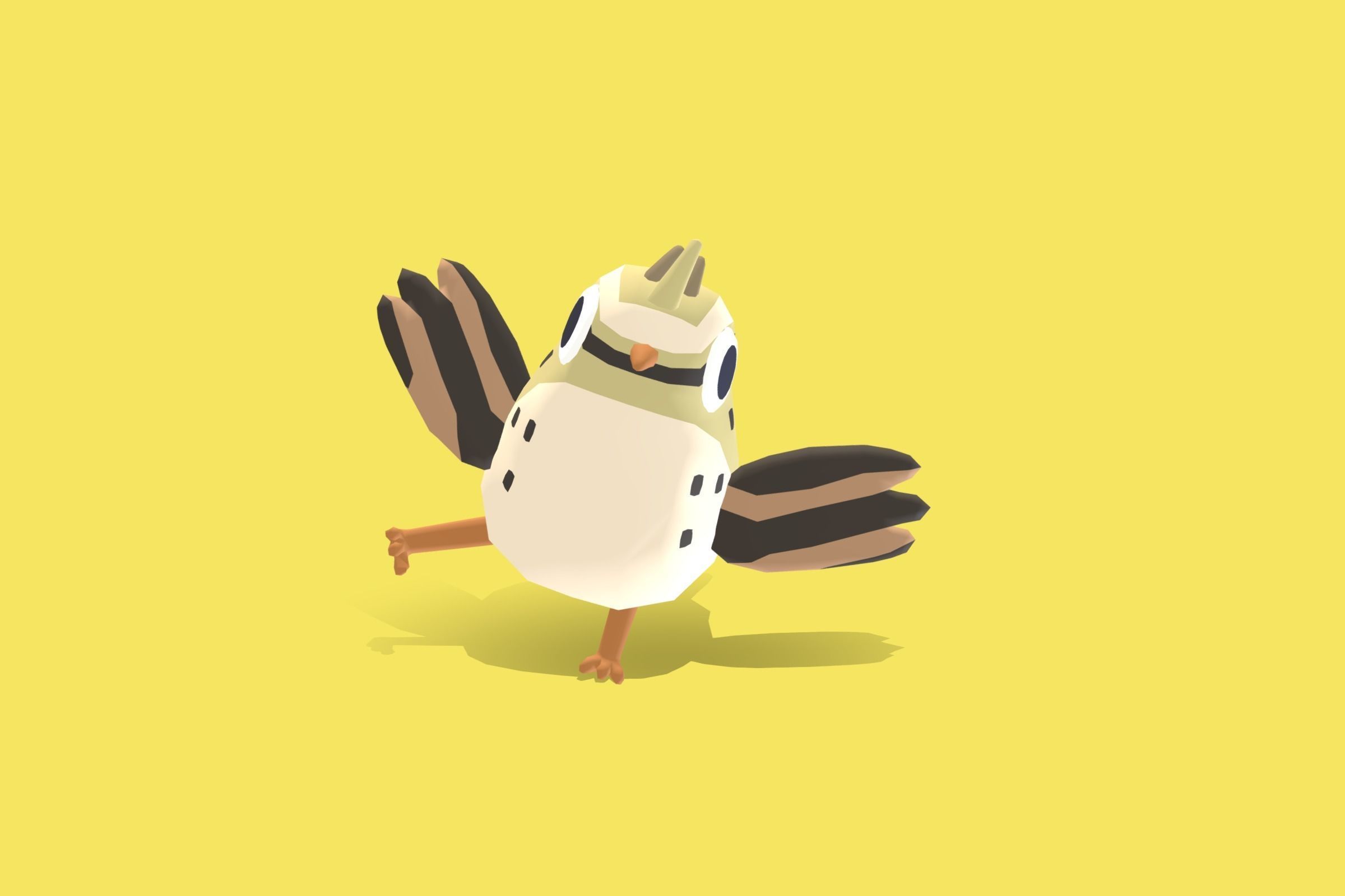 Quirky Series - Maghreb Lark Low-poly 3D model_9