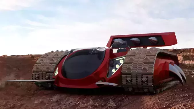 Monster Truck On Caterpillars Drive 3D model