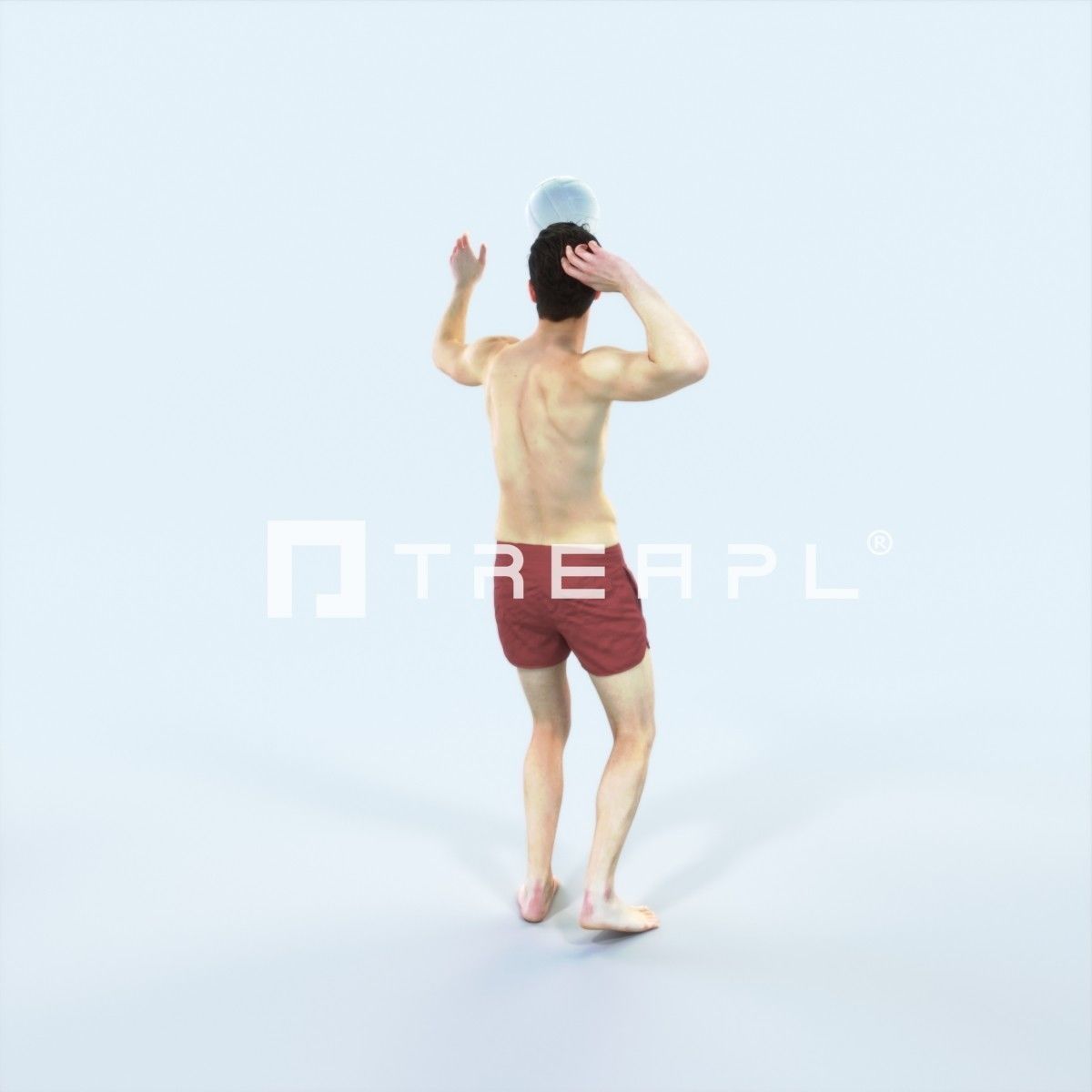 Virtue 04K Beach Serving Sports Man Low-poly 3D model_3