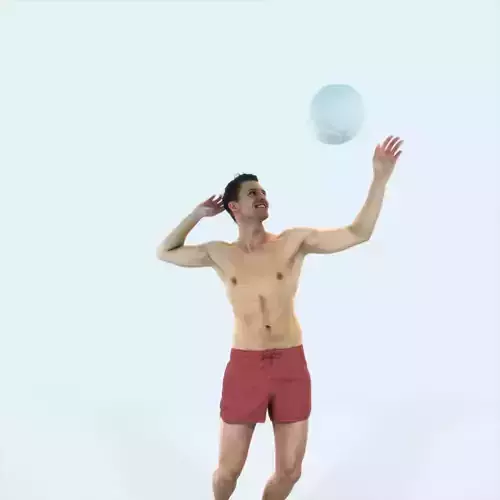 Virtue 04K Beach Serving Sports Man Low-poly 3D model