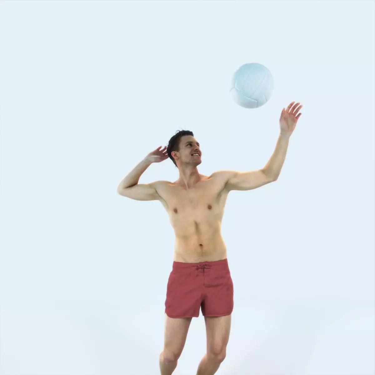 Virtue 04K Beach Serving Sports Man Low-poly 3D model_0