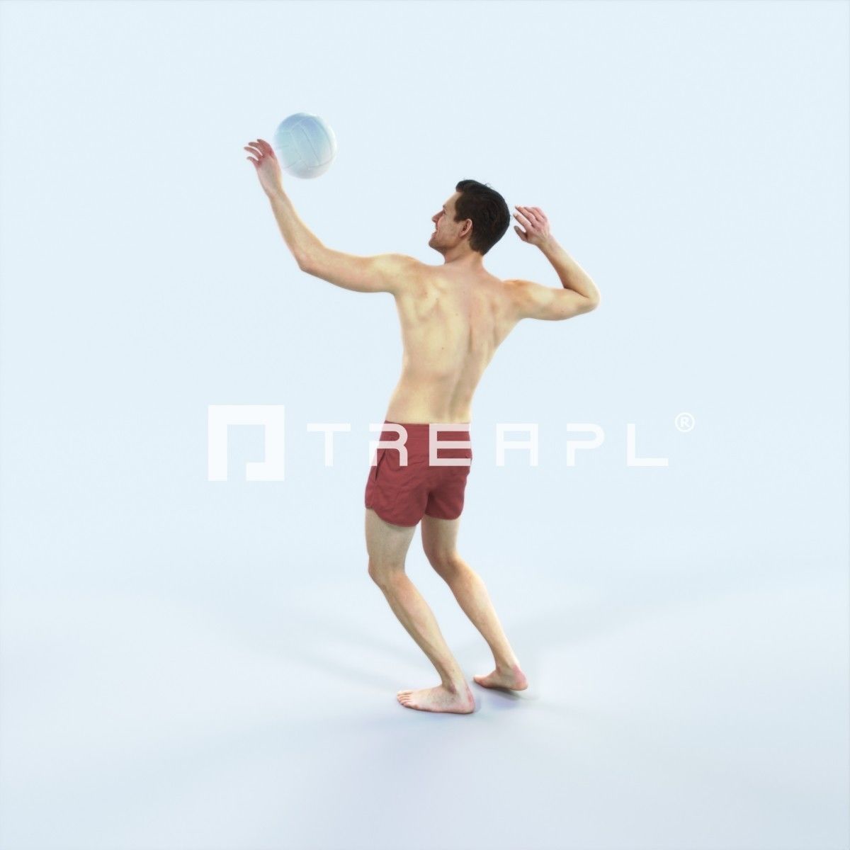 Virtue 04K Beach Serving Sports Man Low-poly 3D model_4