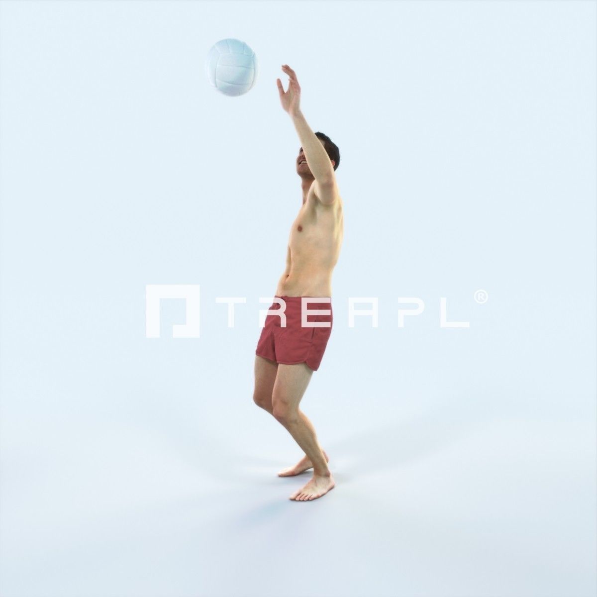 Virtue 04K Beach Serving Sports Man Low-poly 3D model_5