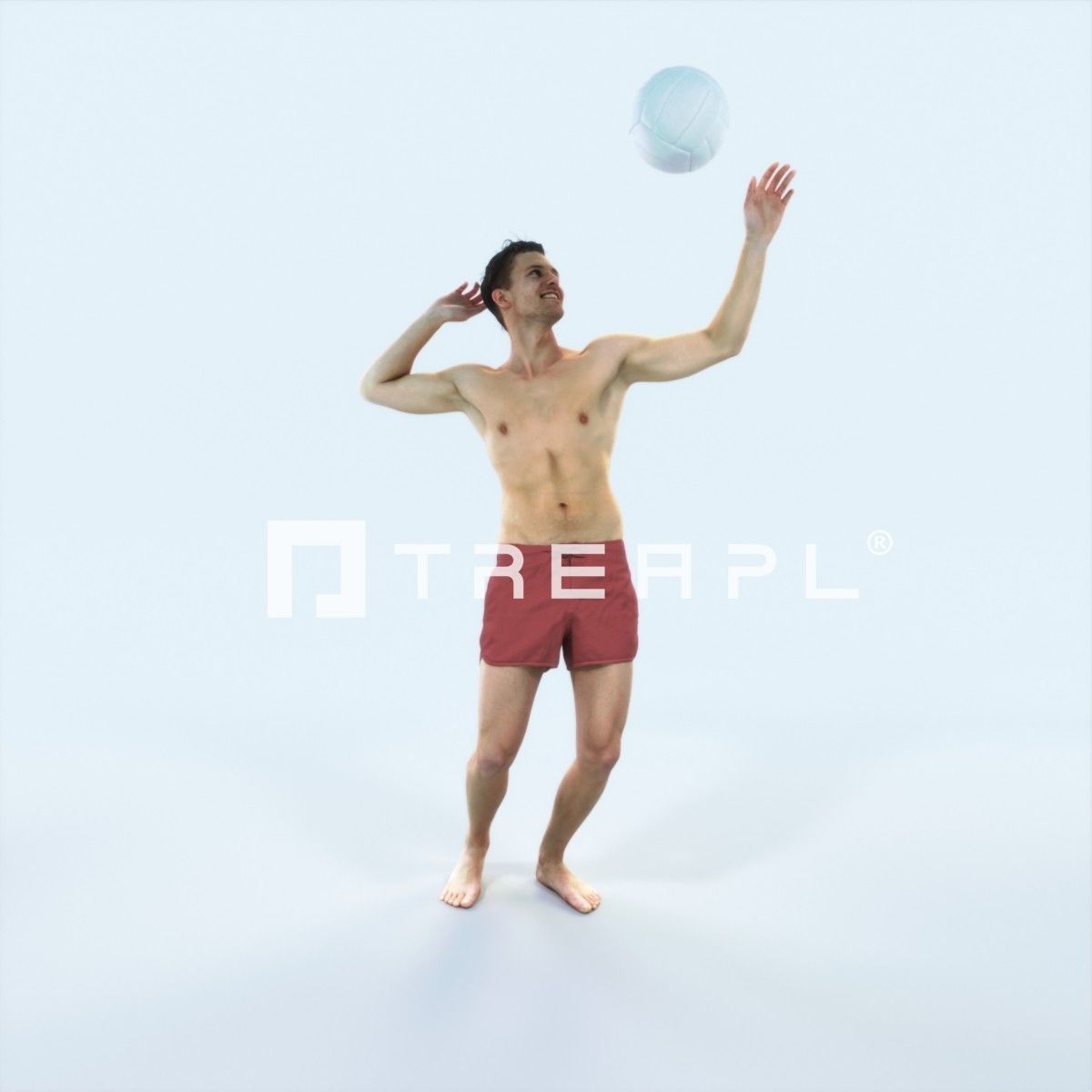 Virtue 04K Beach Serving Sports Man Low-poly 3D model_1