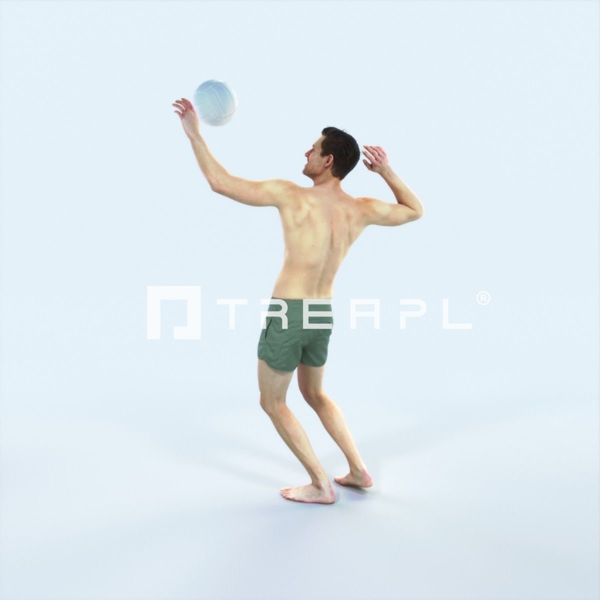 Virtue 04H Beach Serving Sports Man Low-poly 3D model_4