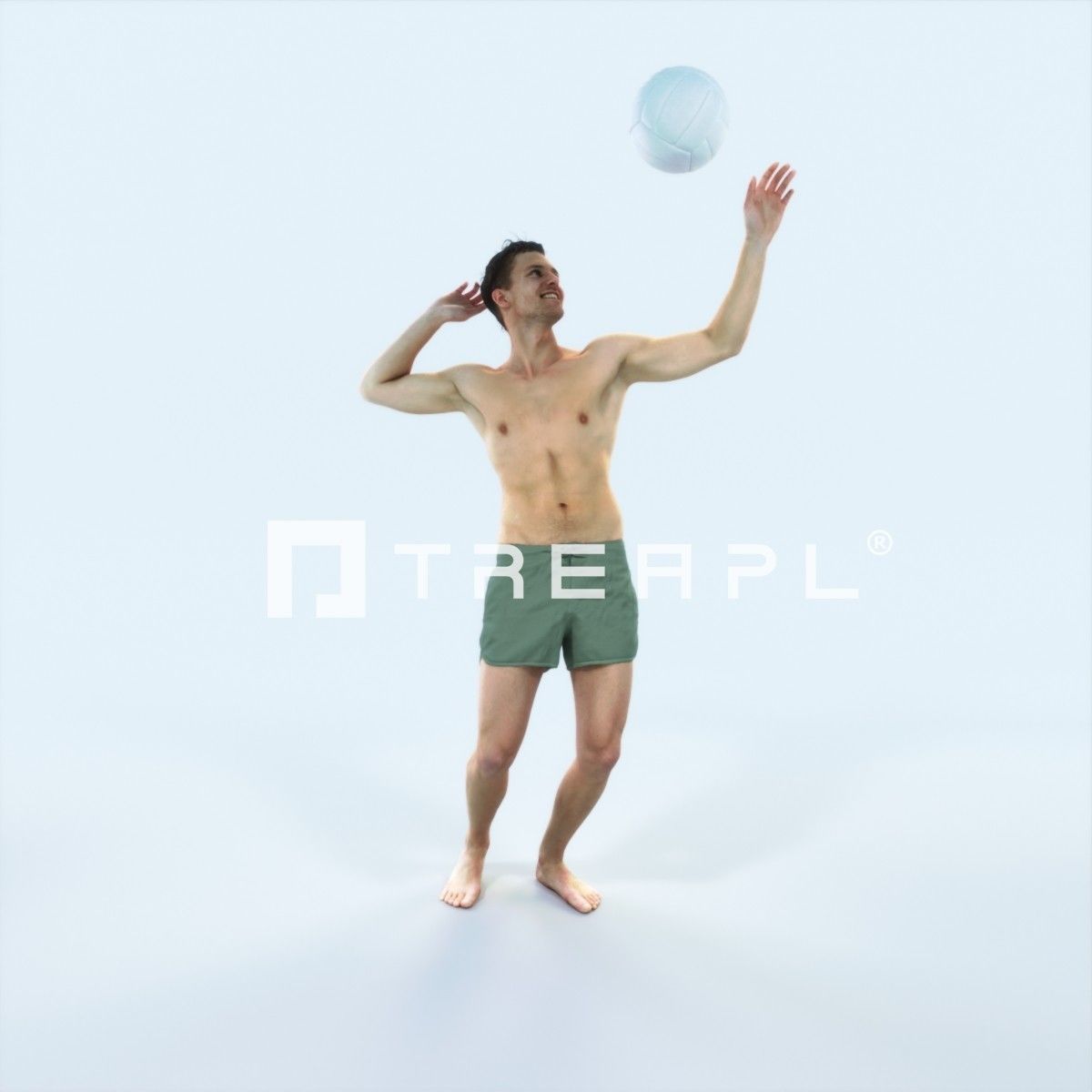 Virtue 04H Beach Serving Sports Man Low-poly 3D model_1