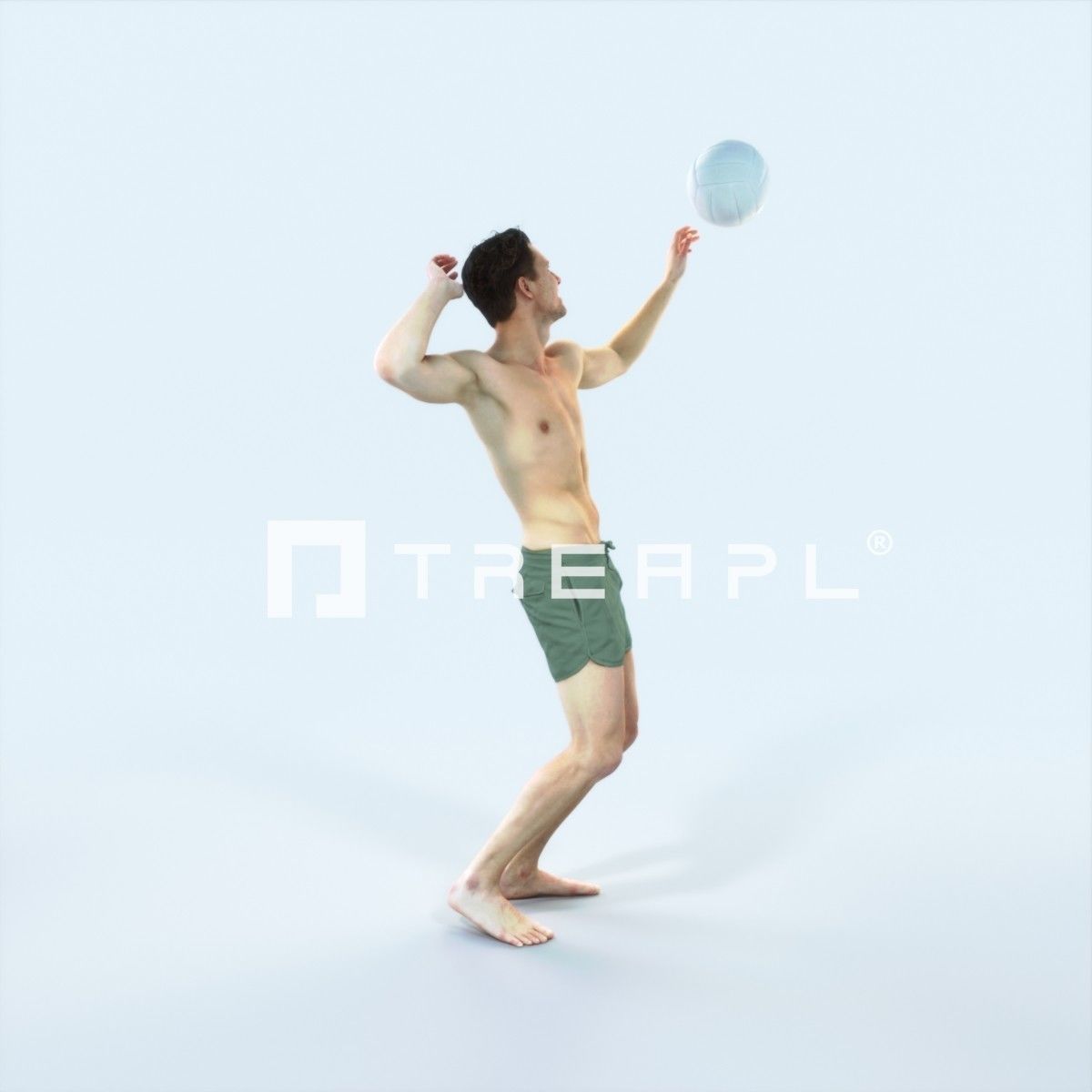 Virtue 04H Beach Serving Sports Man Low-poly 3D model_2