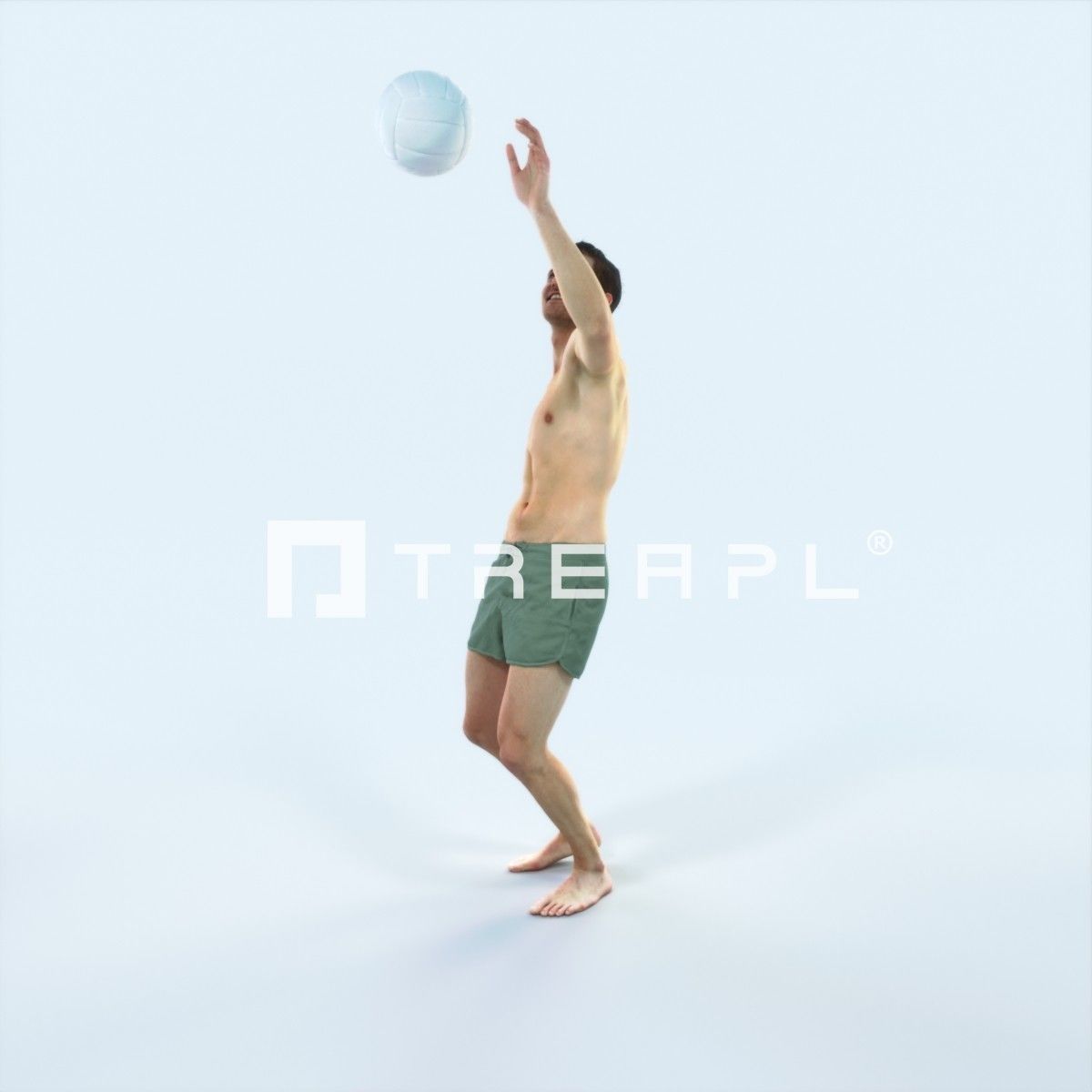 Virtue 04H Beach Serving Sports Man Low-poly 3D model_5