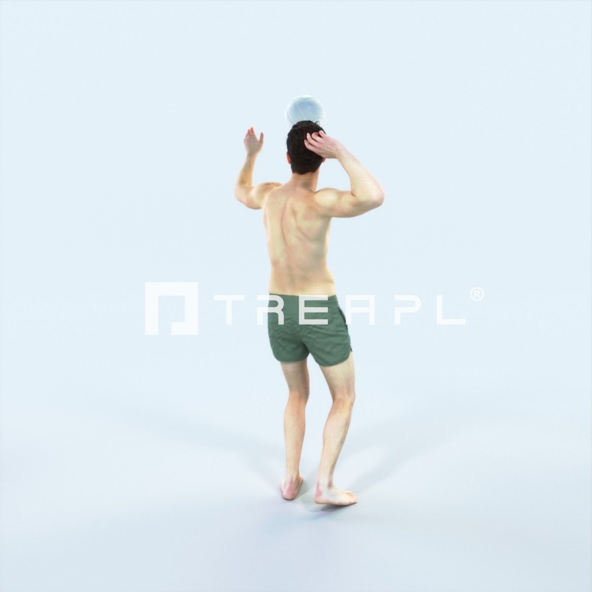 Virtue 04H Beach Serving Sports Man Low-poly 3D model_3