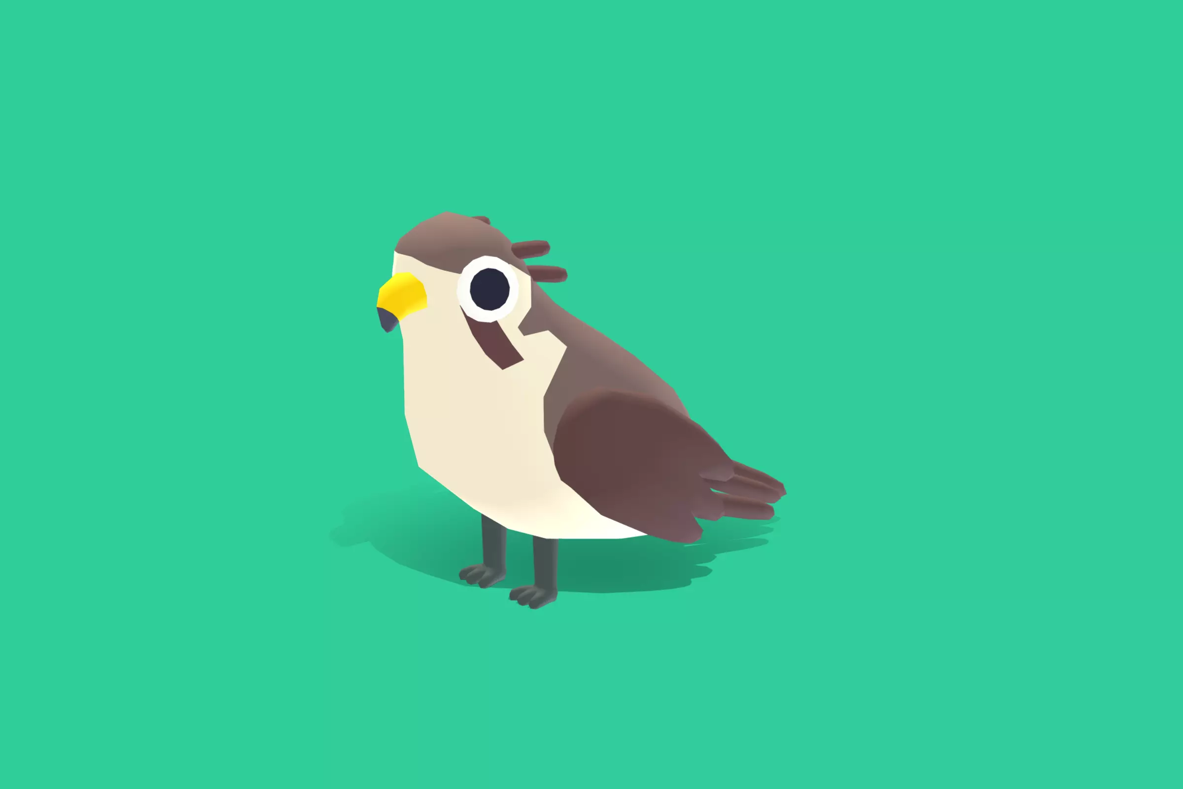 Quirky Series - Prairie Falcon Low-poly 3D model_0