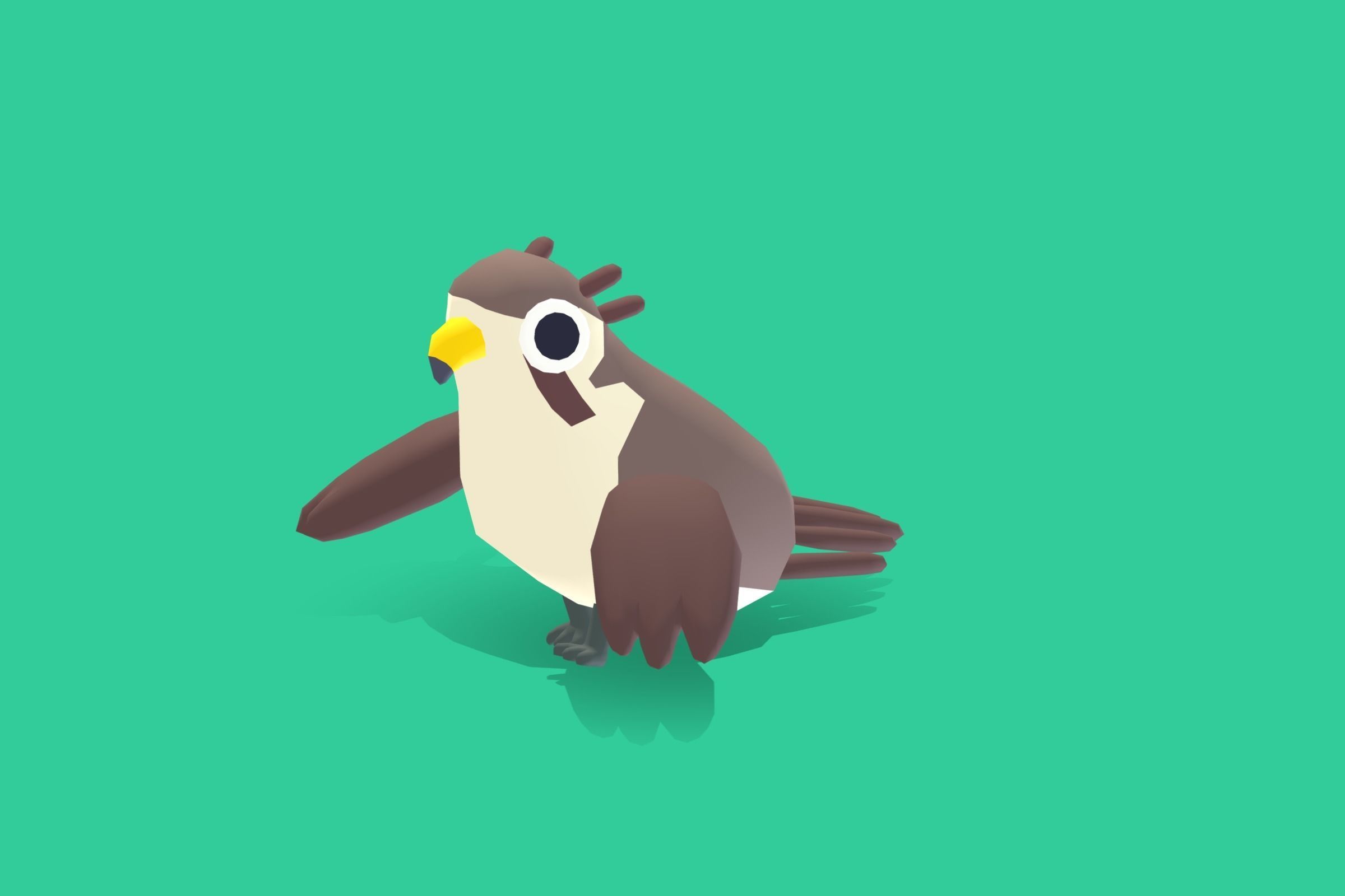 Quirky Series - Prairie Falcon Low-poly 3D model_5