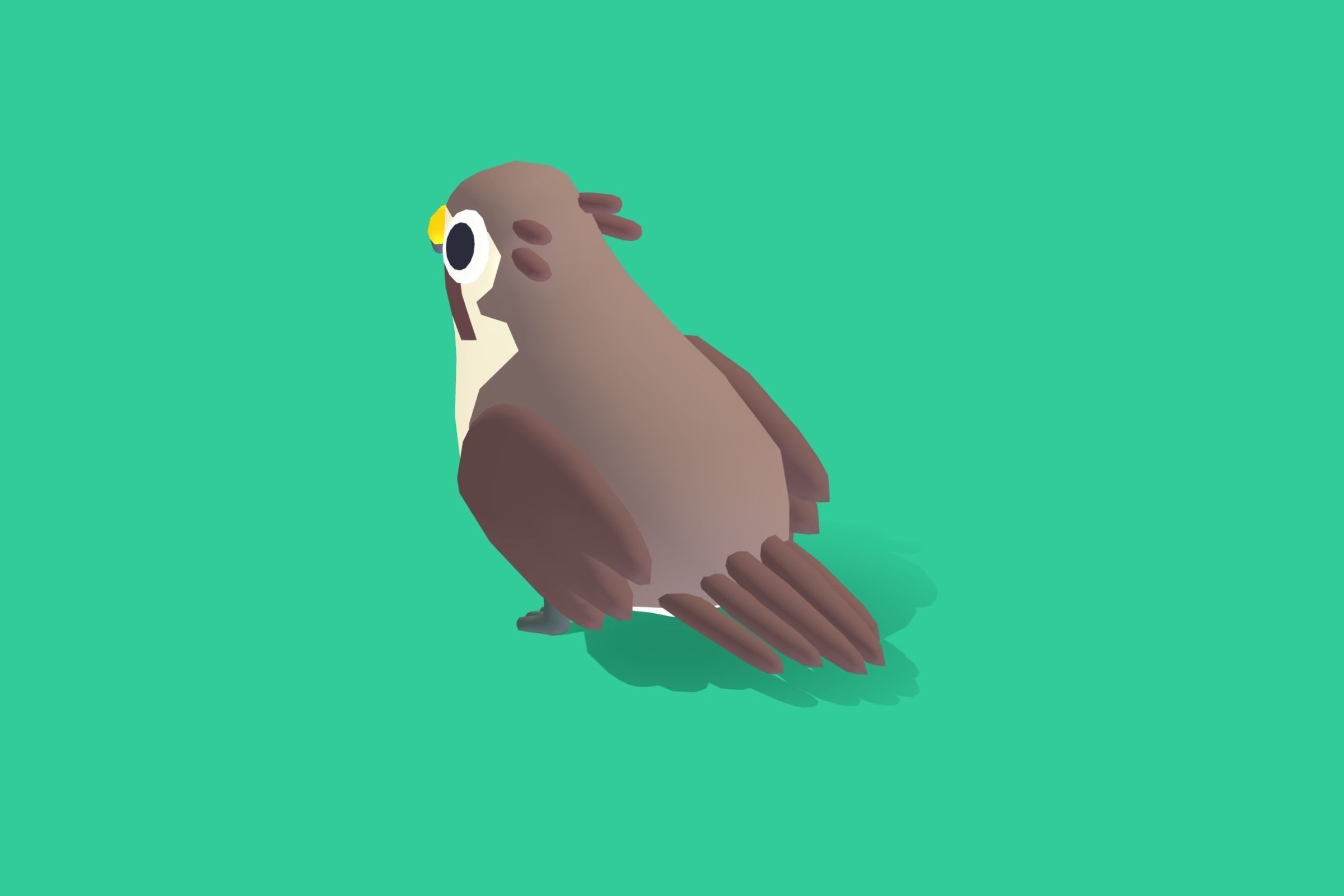Quirky Series - Prairie Falcon Low-poly 3D model_2