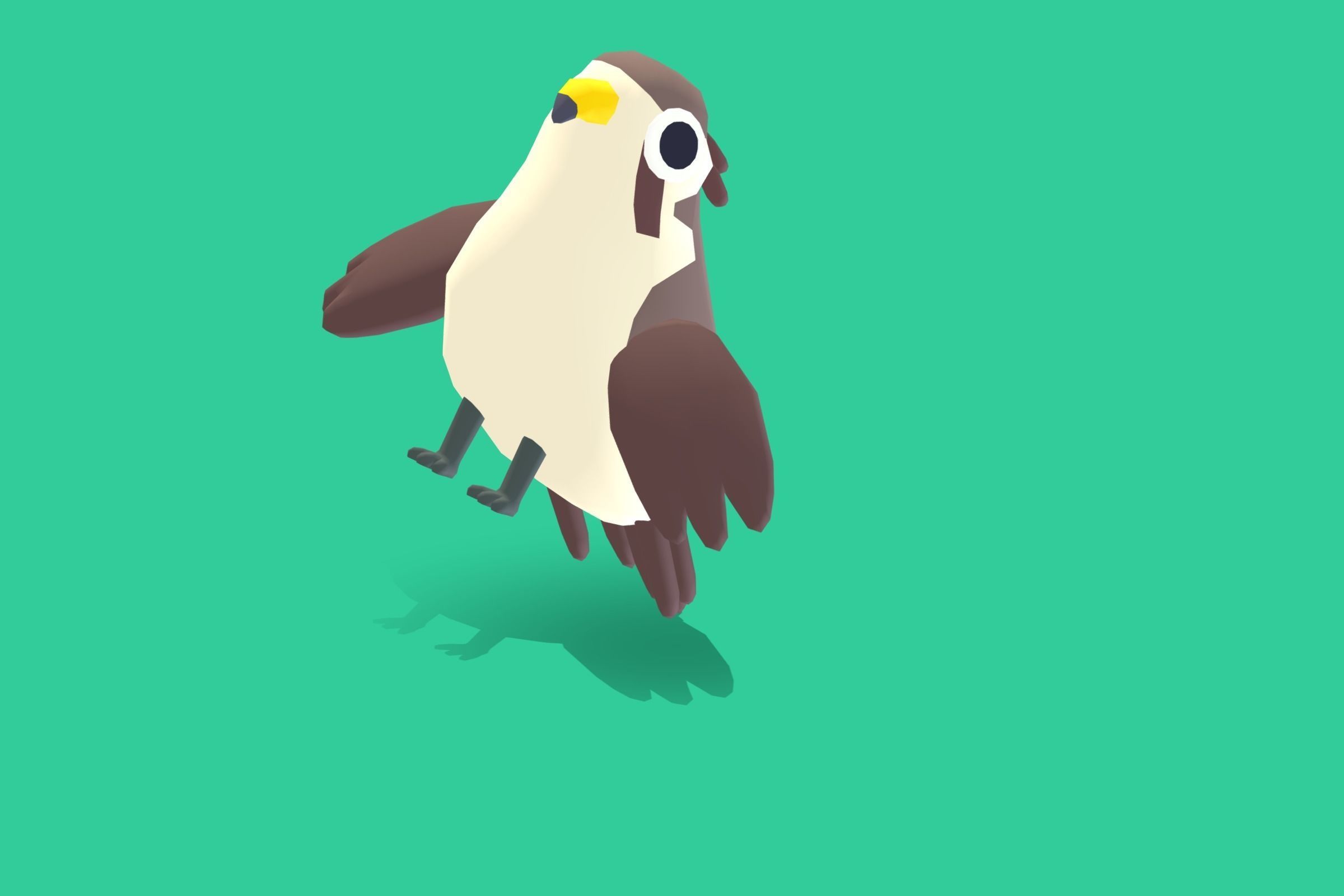 Quirky Series - Prairie Falcon Low-poly 3D model_6