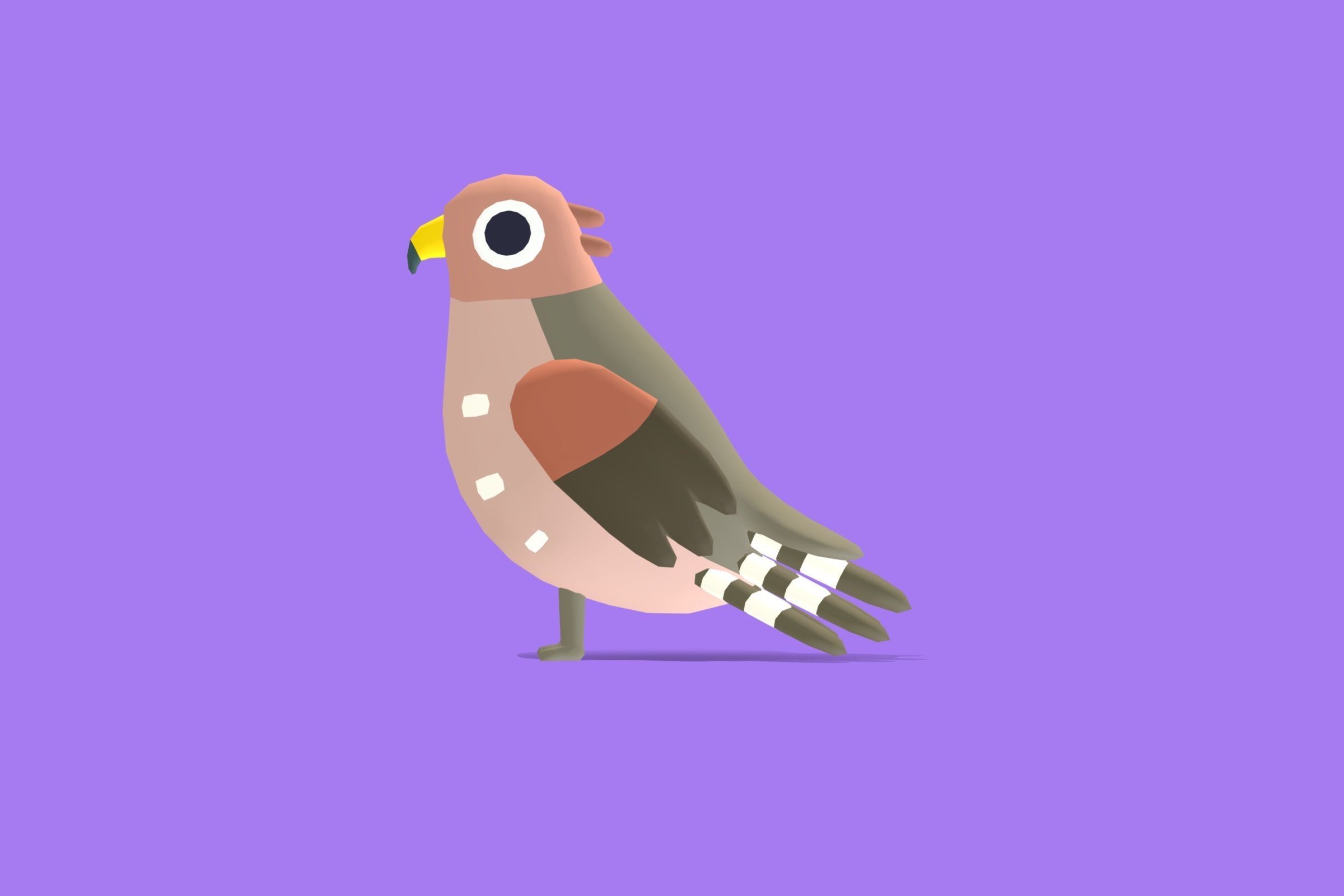 Quirky Series - Red Shouldered Hawk Low-poly 3D model_1