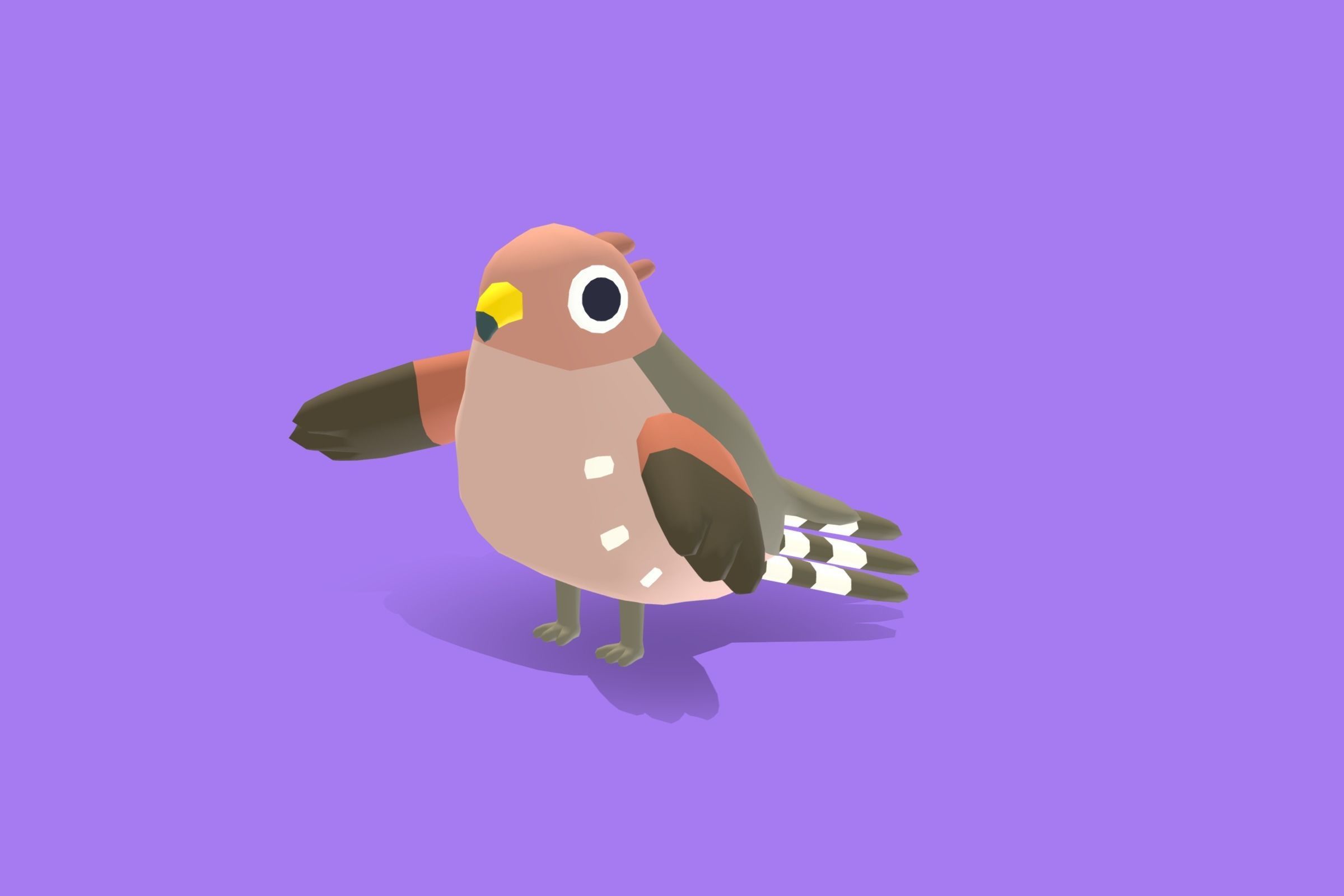 Quirky Series - Red Shouldered Hawk Low-poly 3D model_3
