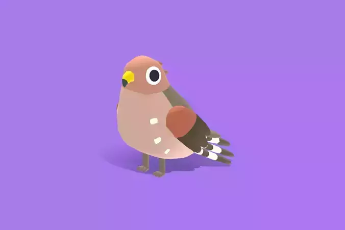 Quirky Series - Red Shouldered Hawk Low-poly 3D model