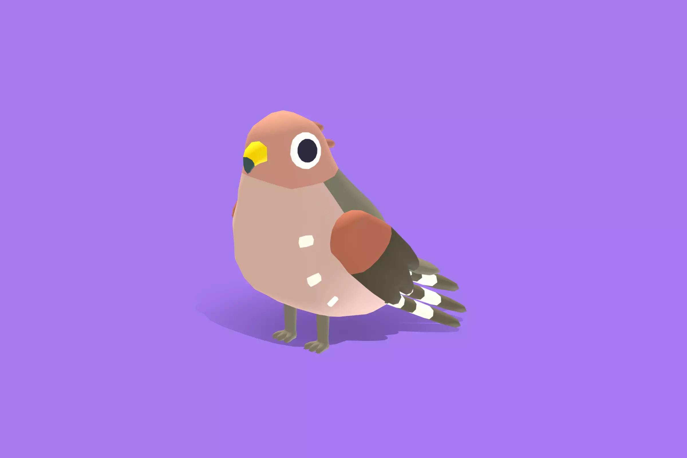 Quirky Series - Red Shouldered Hawk Low-poly 3D model_0