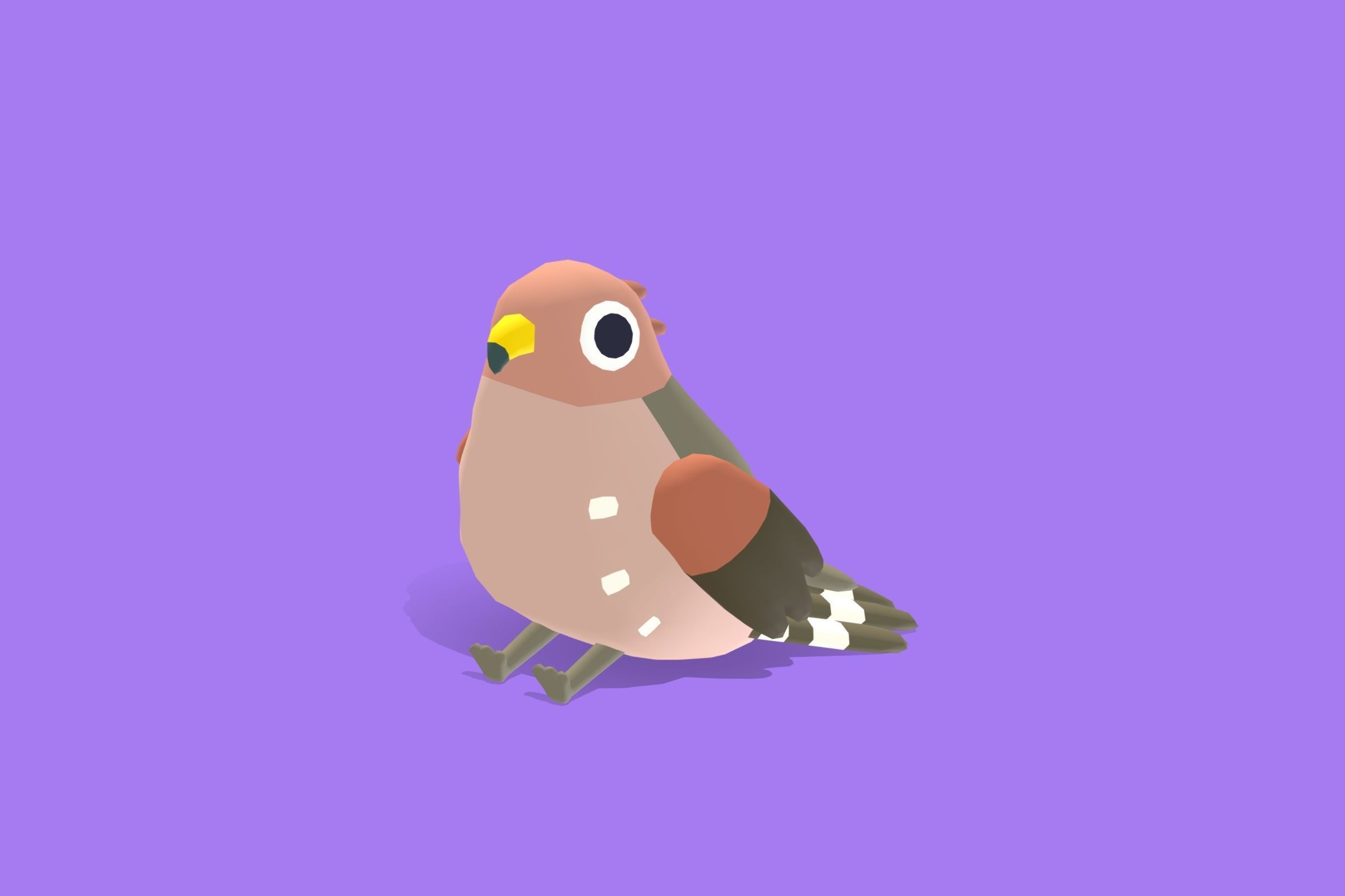 Quirky Series - Red Shouldered Hawk Low-poly 3D model_8