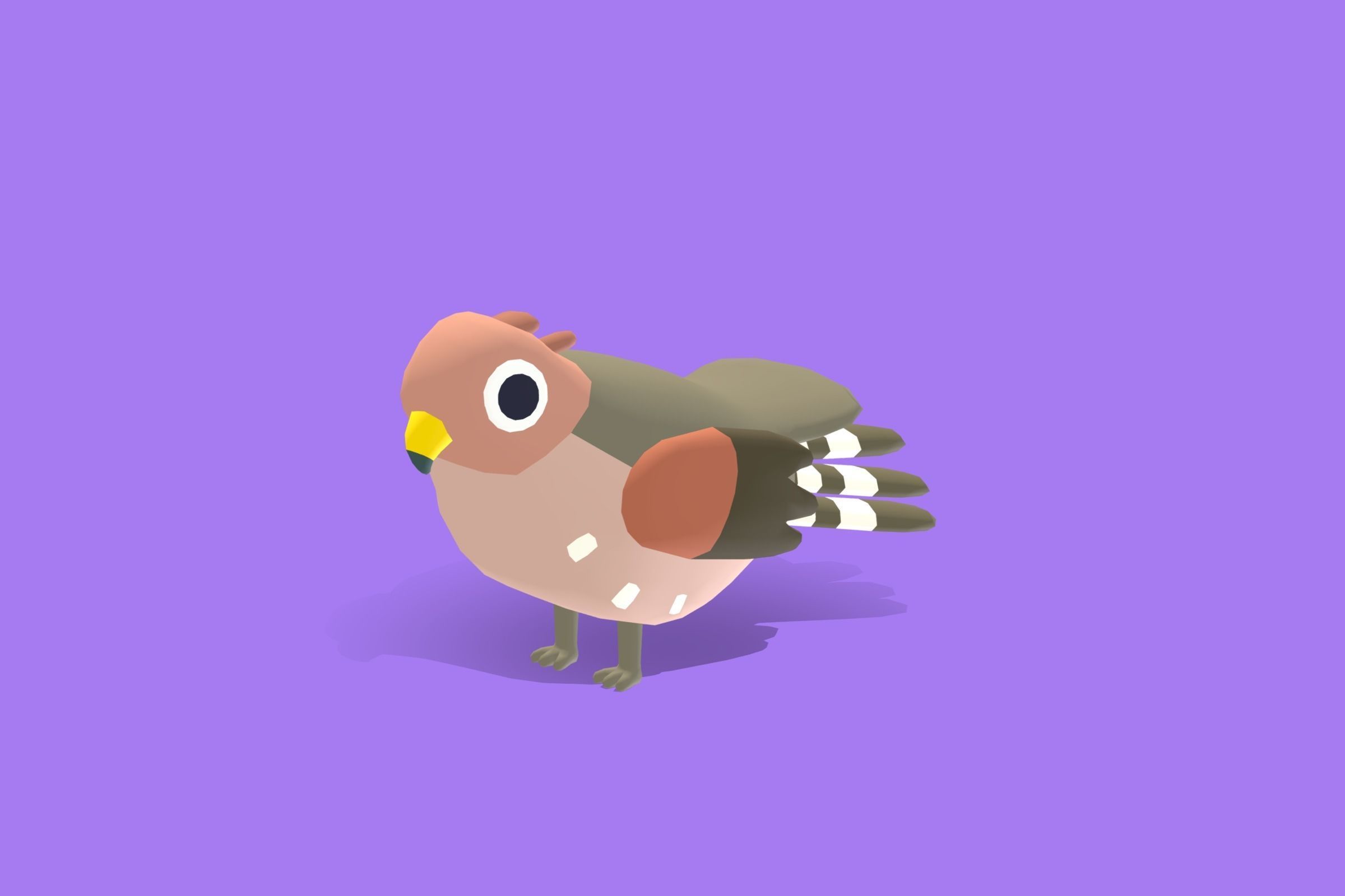 Quirky Series - Red Shouldered Hawk Low-poly 3D model_4
