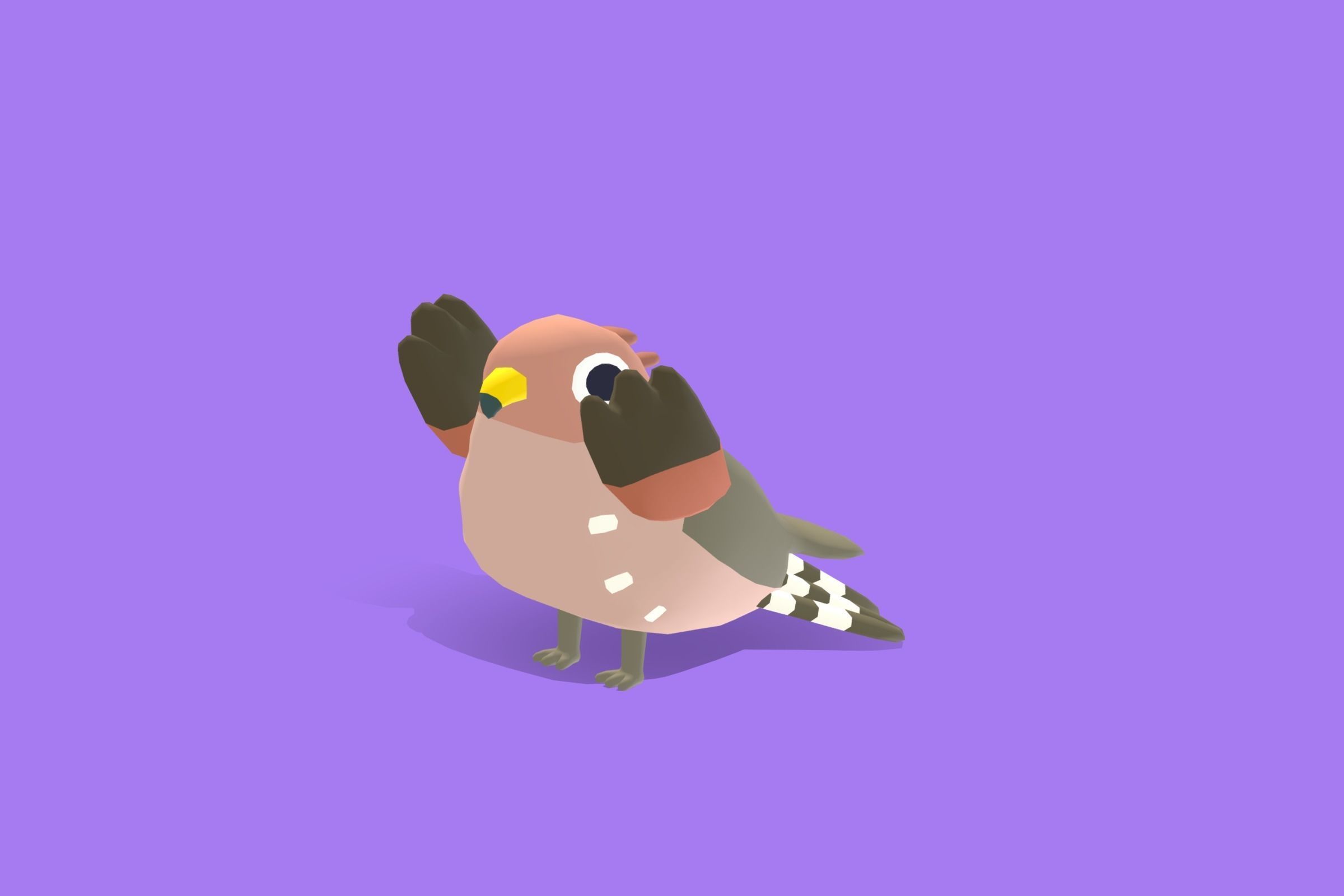 Quirky Series - Red Shouldered Hawk Low-poly 3D model_5